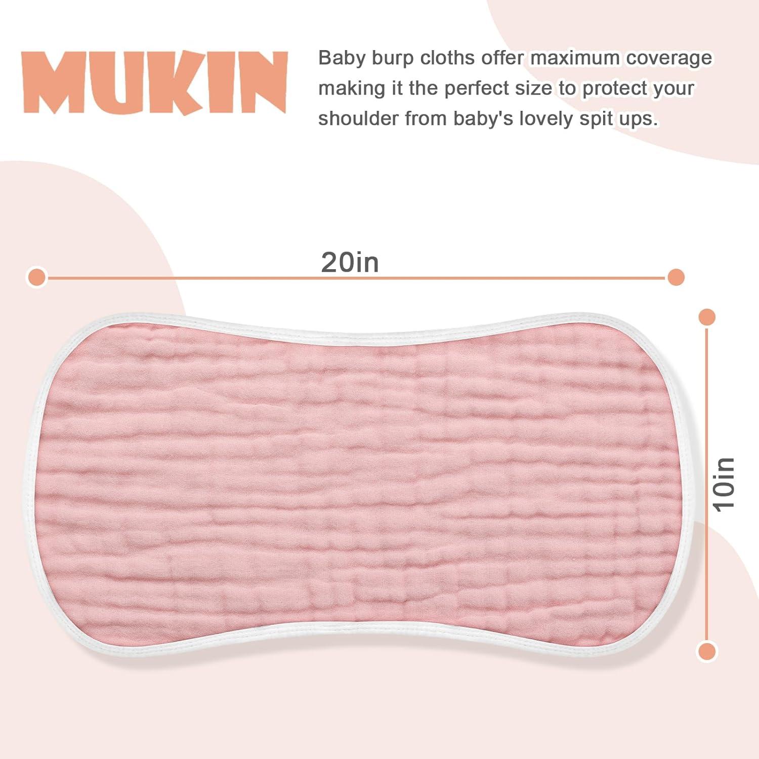 MUKIN Pañales de Muselina para Bebés 6 Piezas 50.8x25.4 cm Rosa