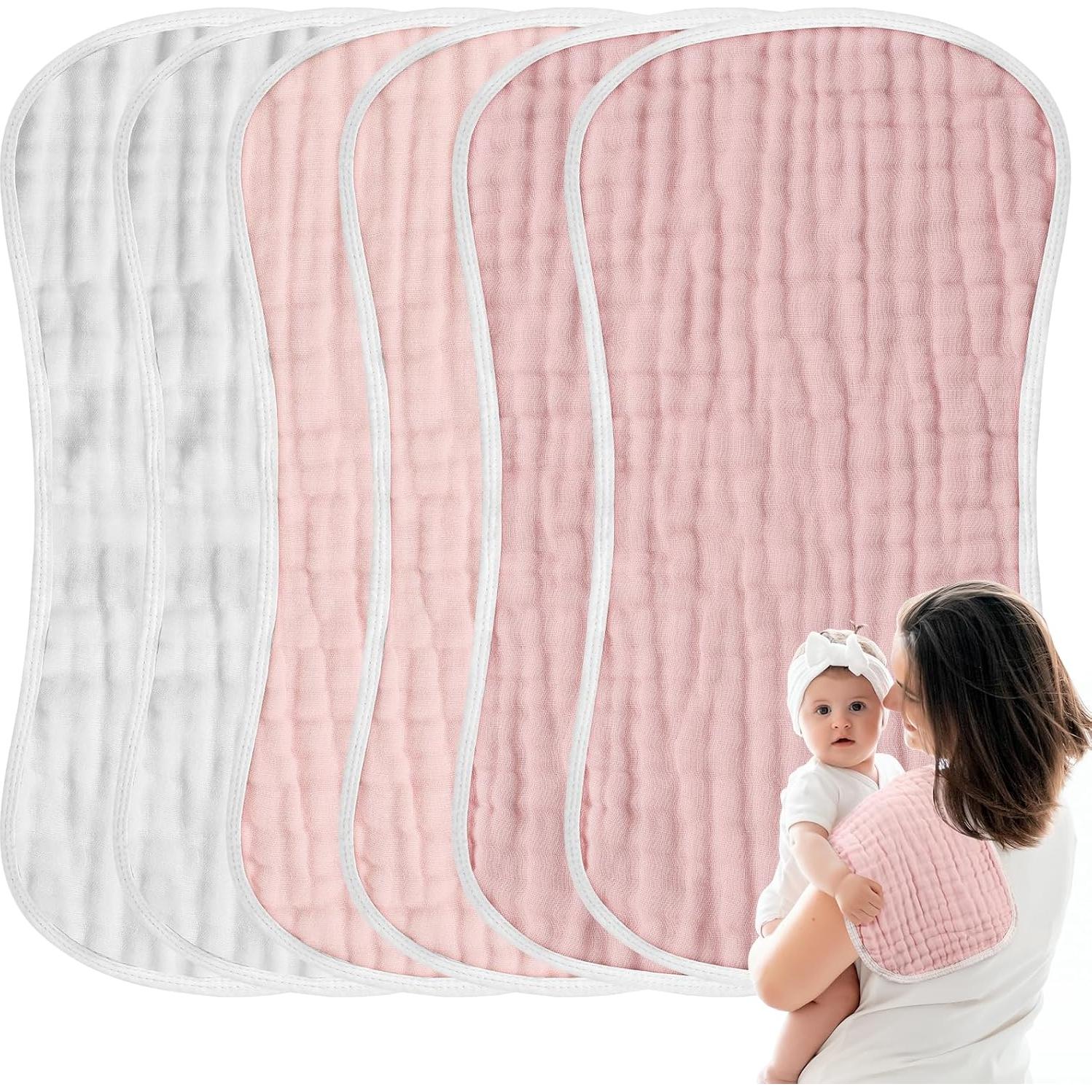 MUKIN Pañales de Muselina para Bebés 6 Piezas 50.8x25.4 cm Rosa