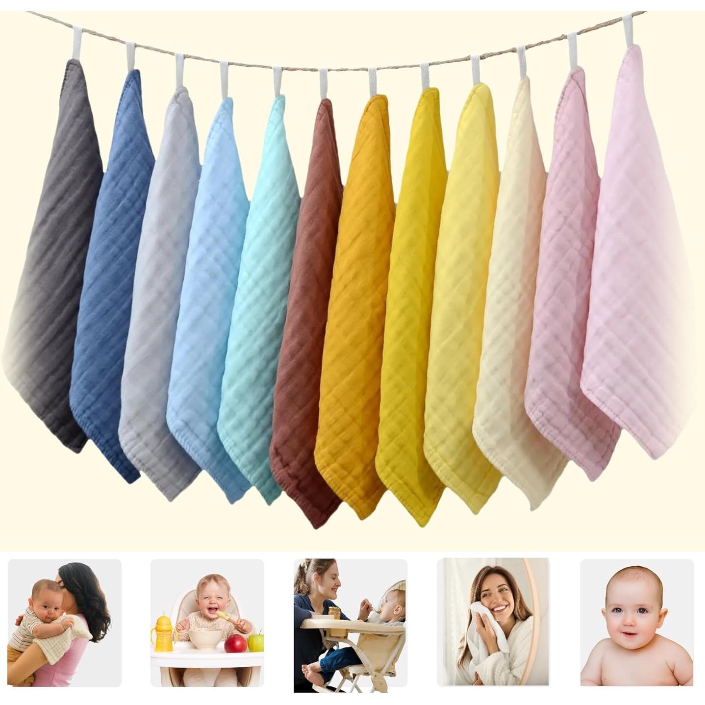 Paños de Baño MUKIN de Algodón Multicolor - 12 Piezas 30.5x30.5 cm