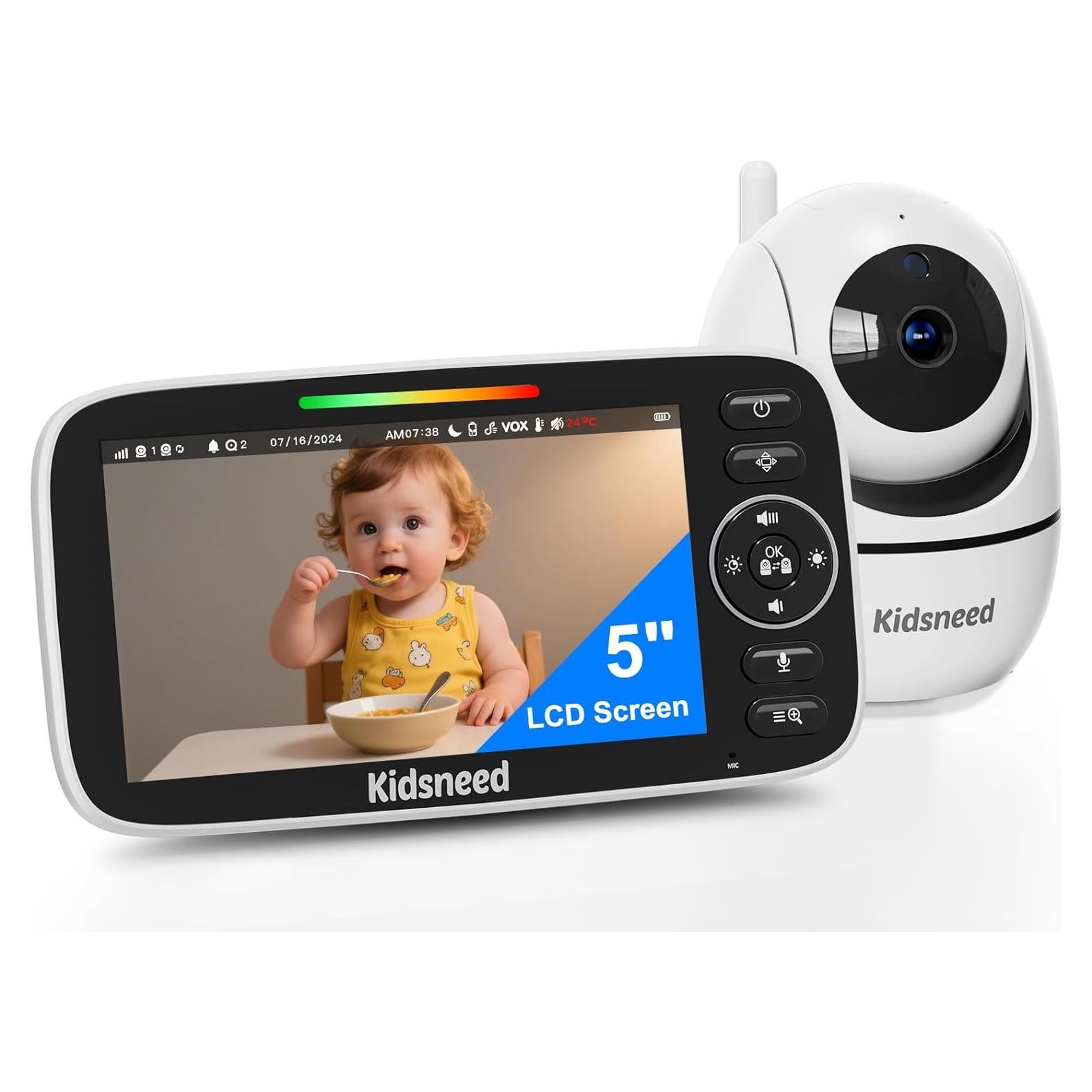 Monitor de Bebé Kidsneed SM530 con Cámara 720P y Audio