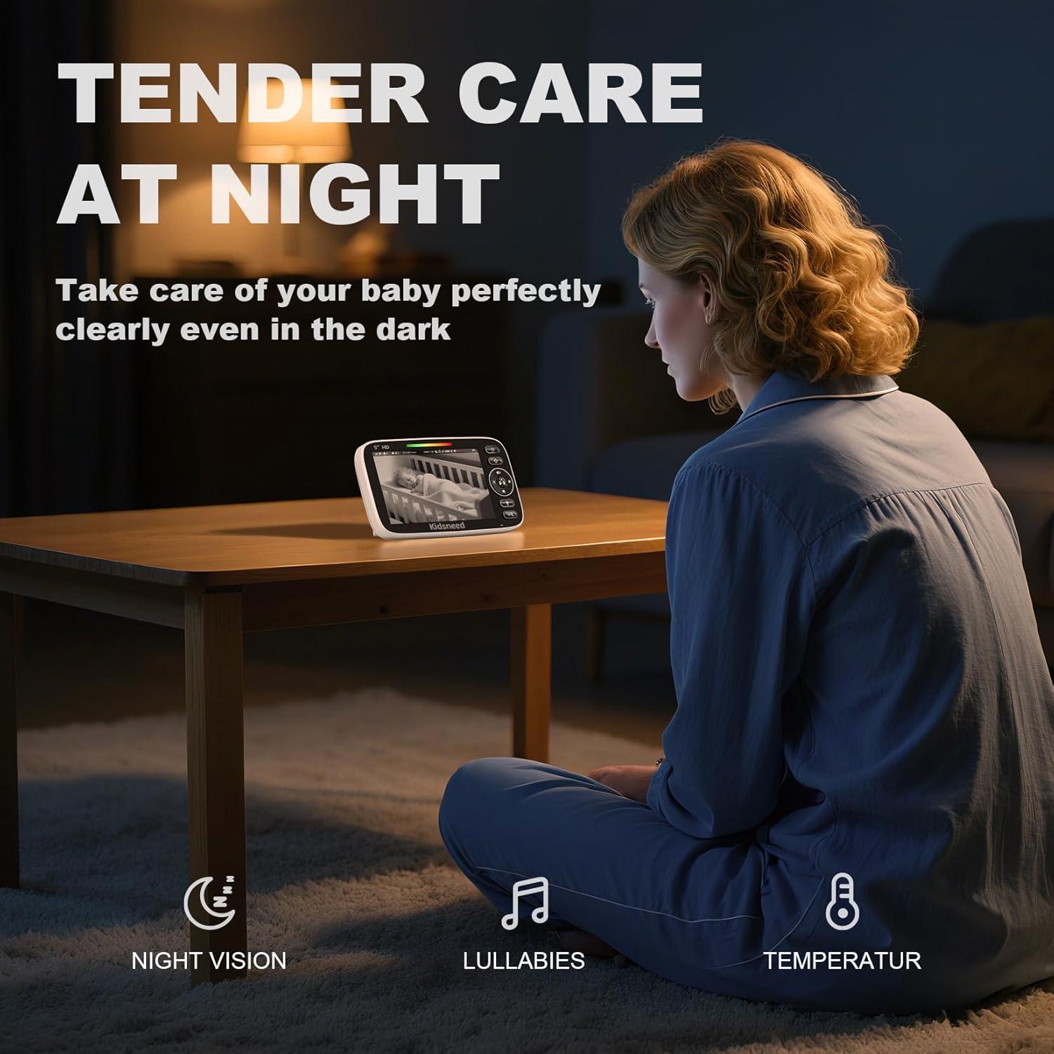 Monitor de Bebé Kidsneed SM530 con Cámara 720P y Audio