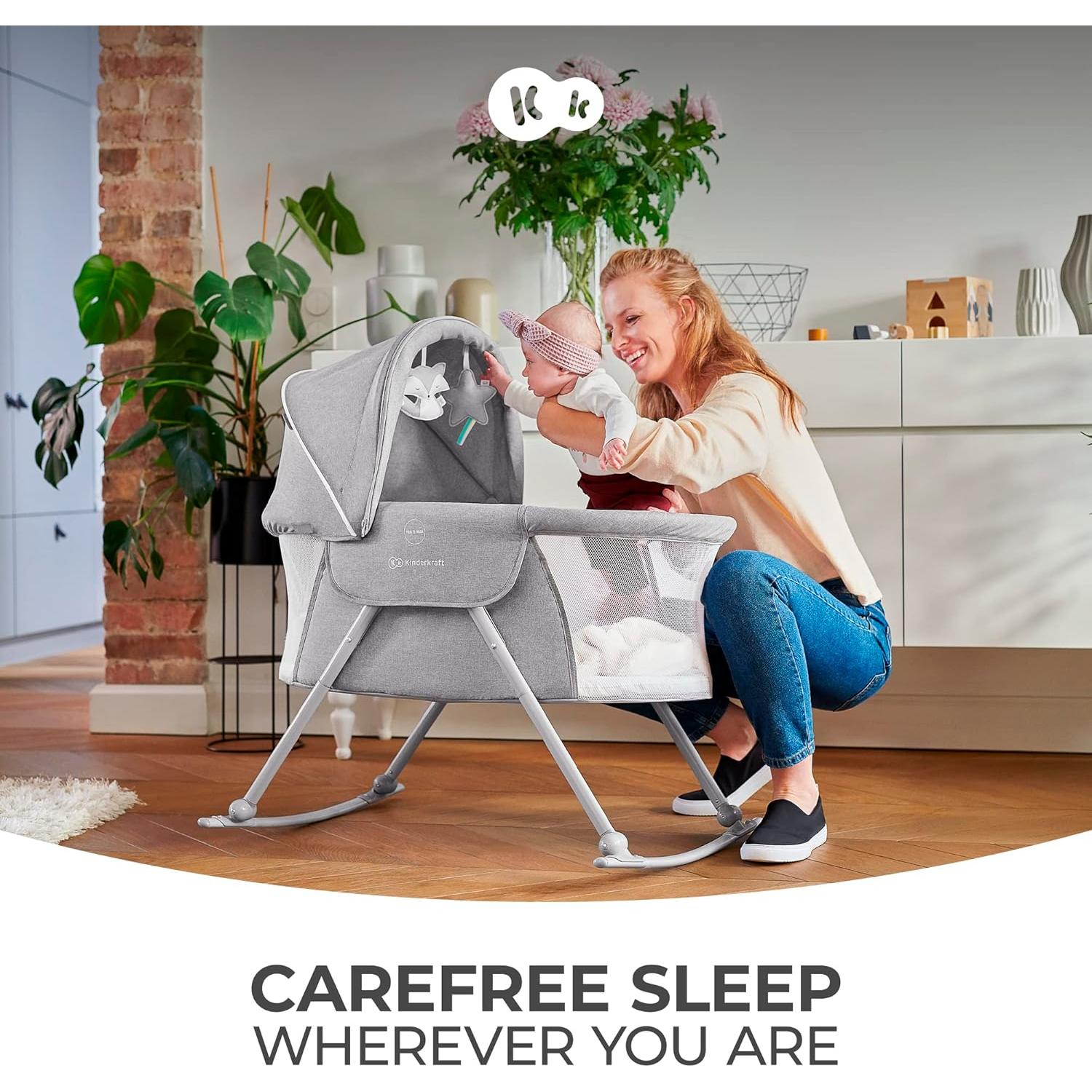 Cuna de viaje Kinderkraft LOVI plegable con mosquitera beige