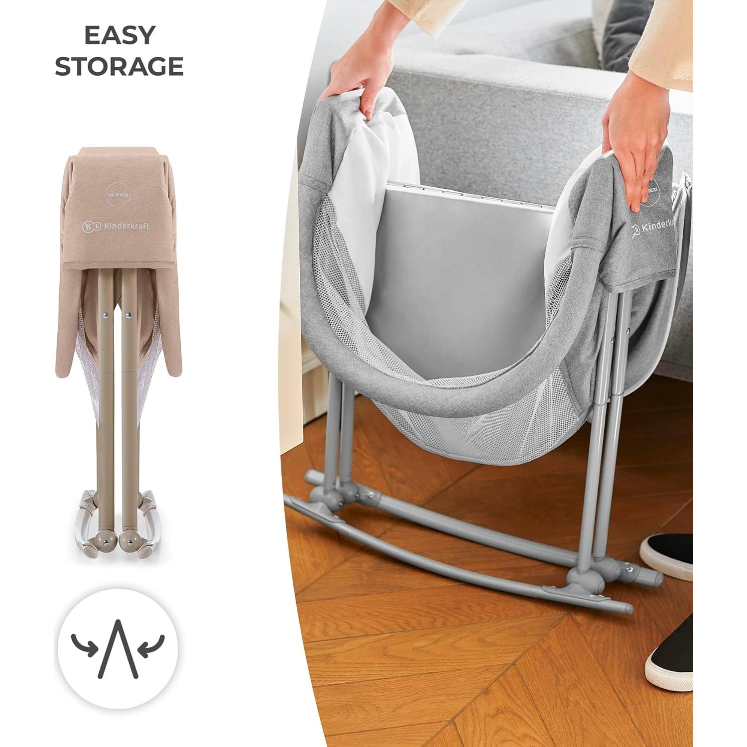 Cuna de viaje Kinderkraft LOVI plegable con mosquitera beige