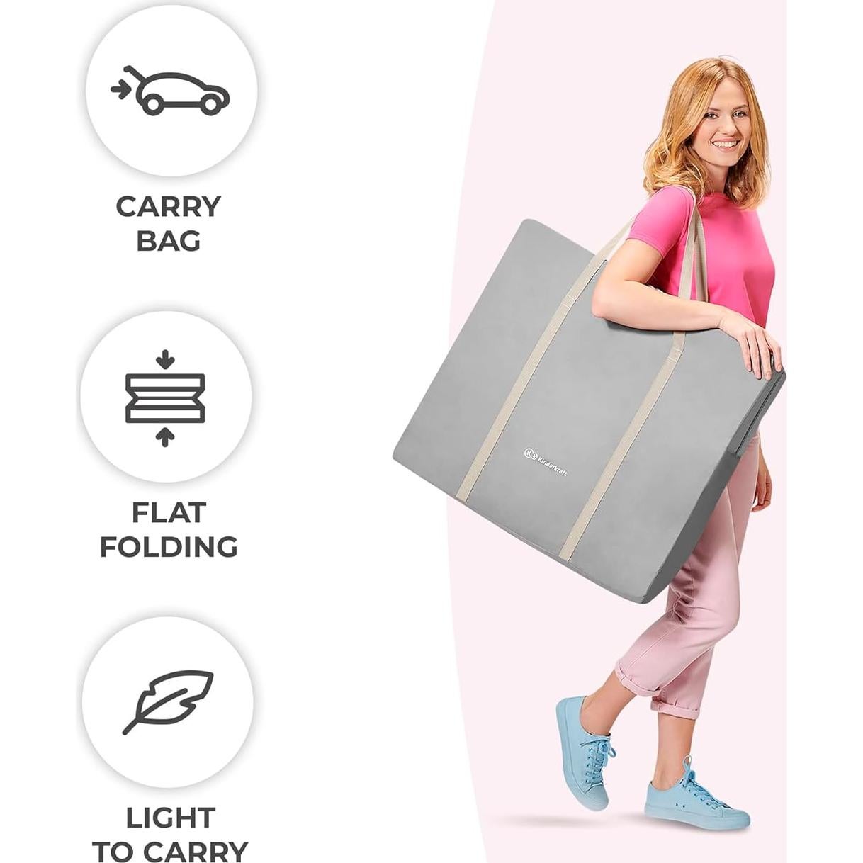 Cuna de viaje Kinderkraft LOVI plegable con mosquitera beige