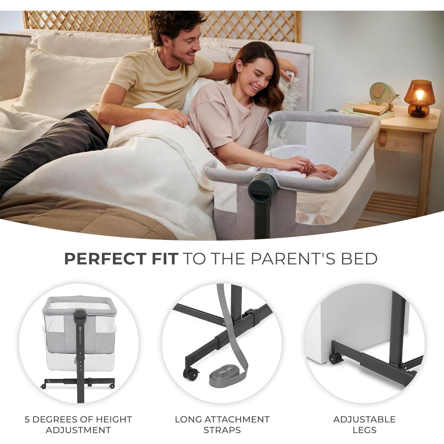 Cuna Kinderkraft Neste UP2 2 en 1 Co-Sleeper Ajustable Gris