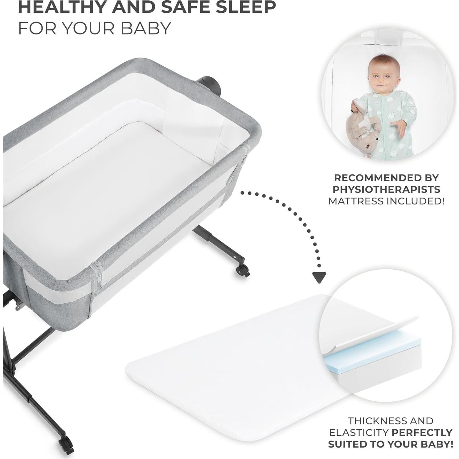 Cuna Kinderkraft Neste UP2 2 en 1 Co-Sleeper Ajustable Gris