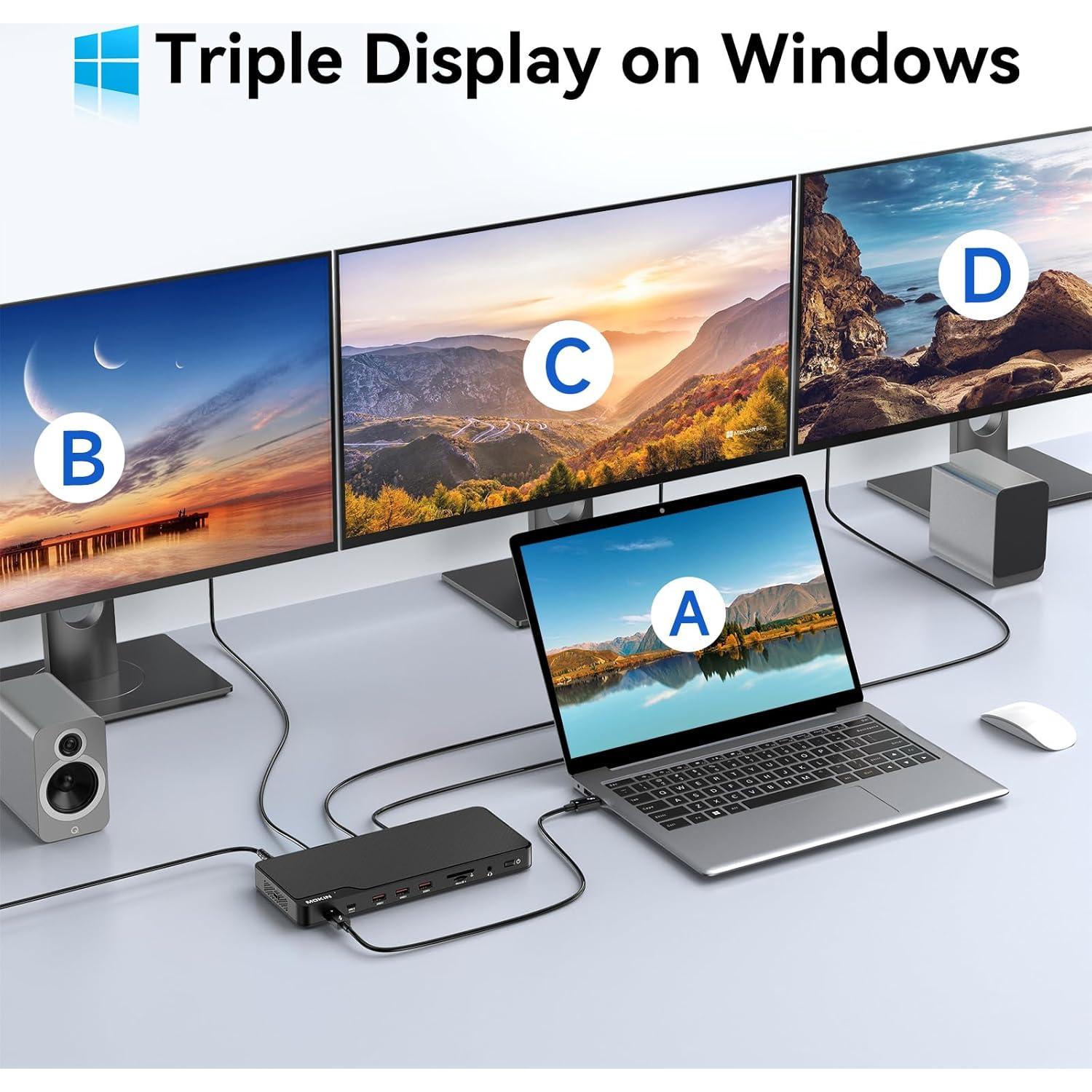 Dock Thunderbolt 4 MOKiN 16 Puertos Triple Pantalla 4K 150W