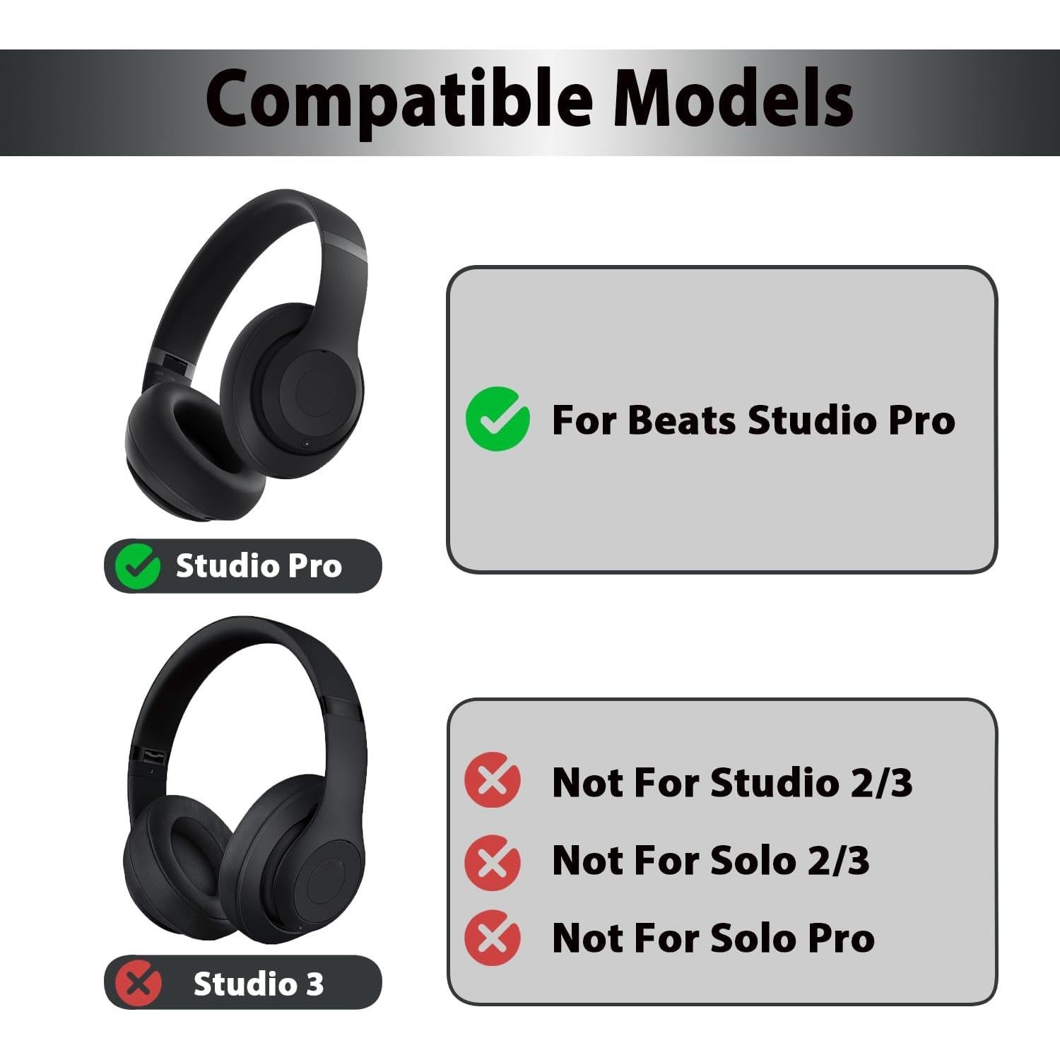 Almohadillas de Gel Refrigerante Adhiper para Auriculares Beats Studio Pro - Negro