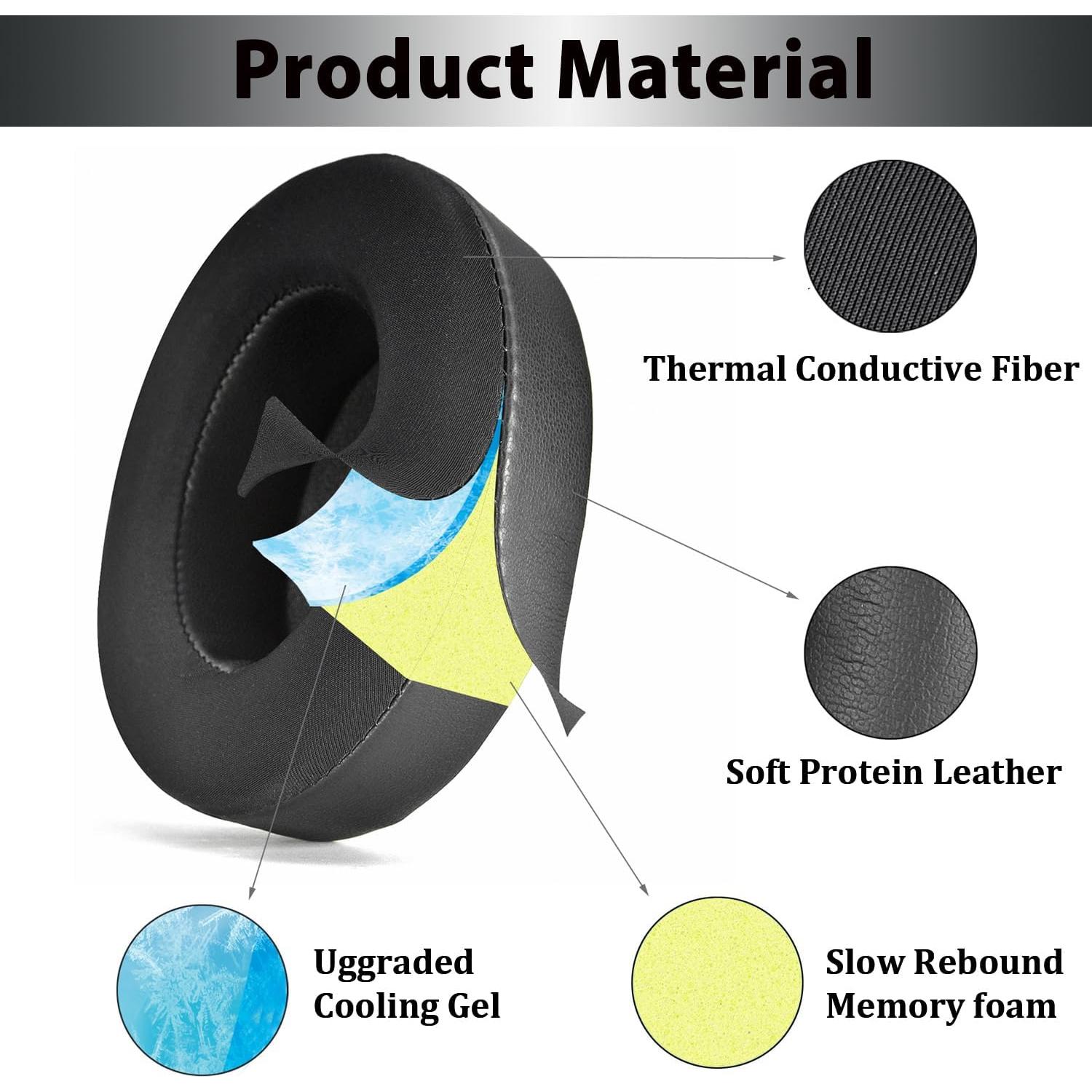 Almohadillas de Gel Refrigerante Adhiper para Auriculares Beats Studio Pro - Negro