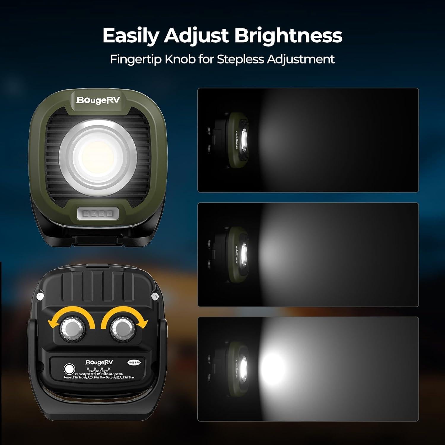 Luz de Trabajo Recargable BougeRV AL05 PRO 1500LM LED Magnética