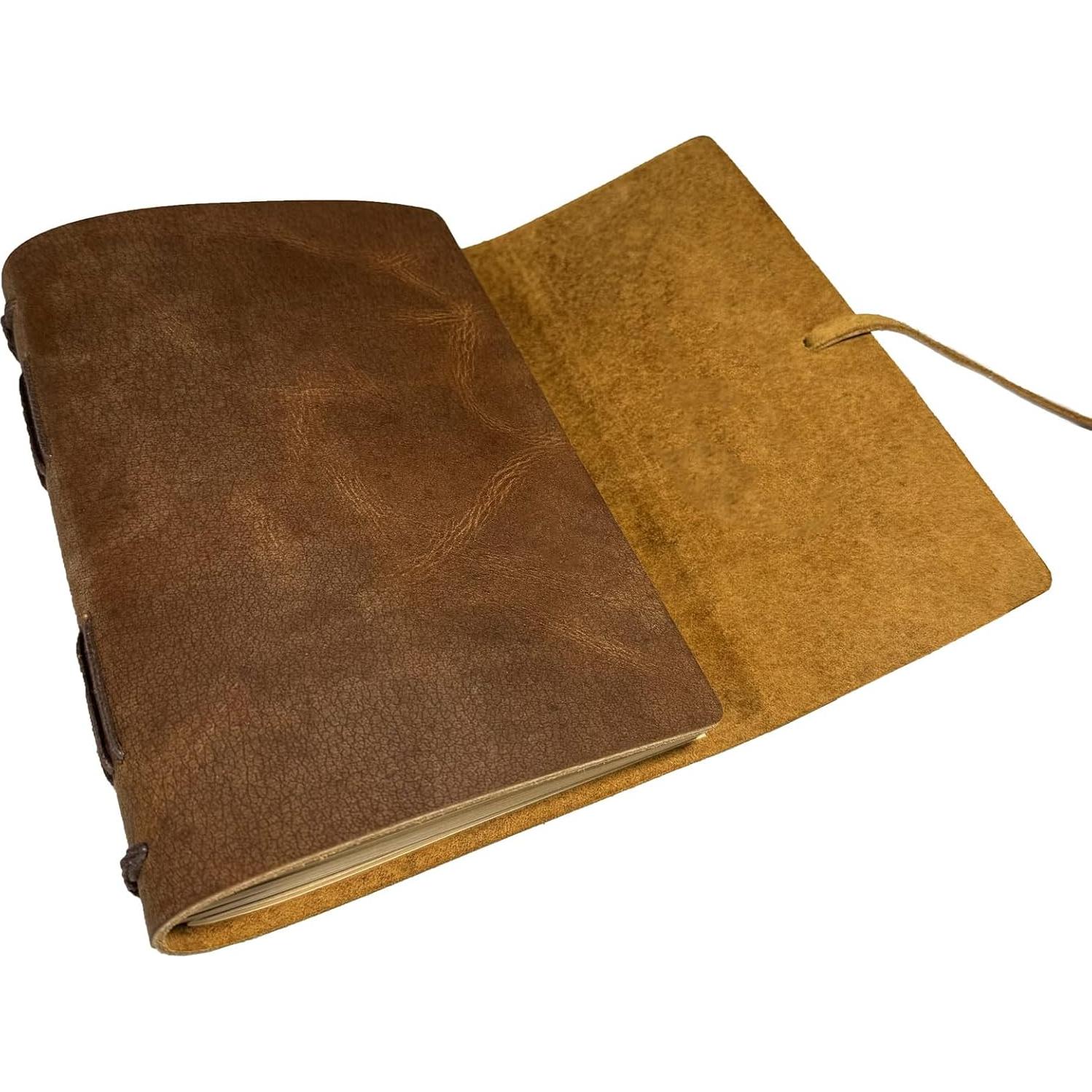 Diario de Cuero Marrón CooLeathor 5x7 Páginas Lisas 240