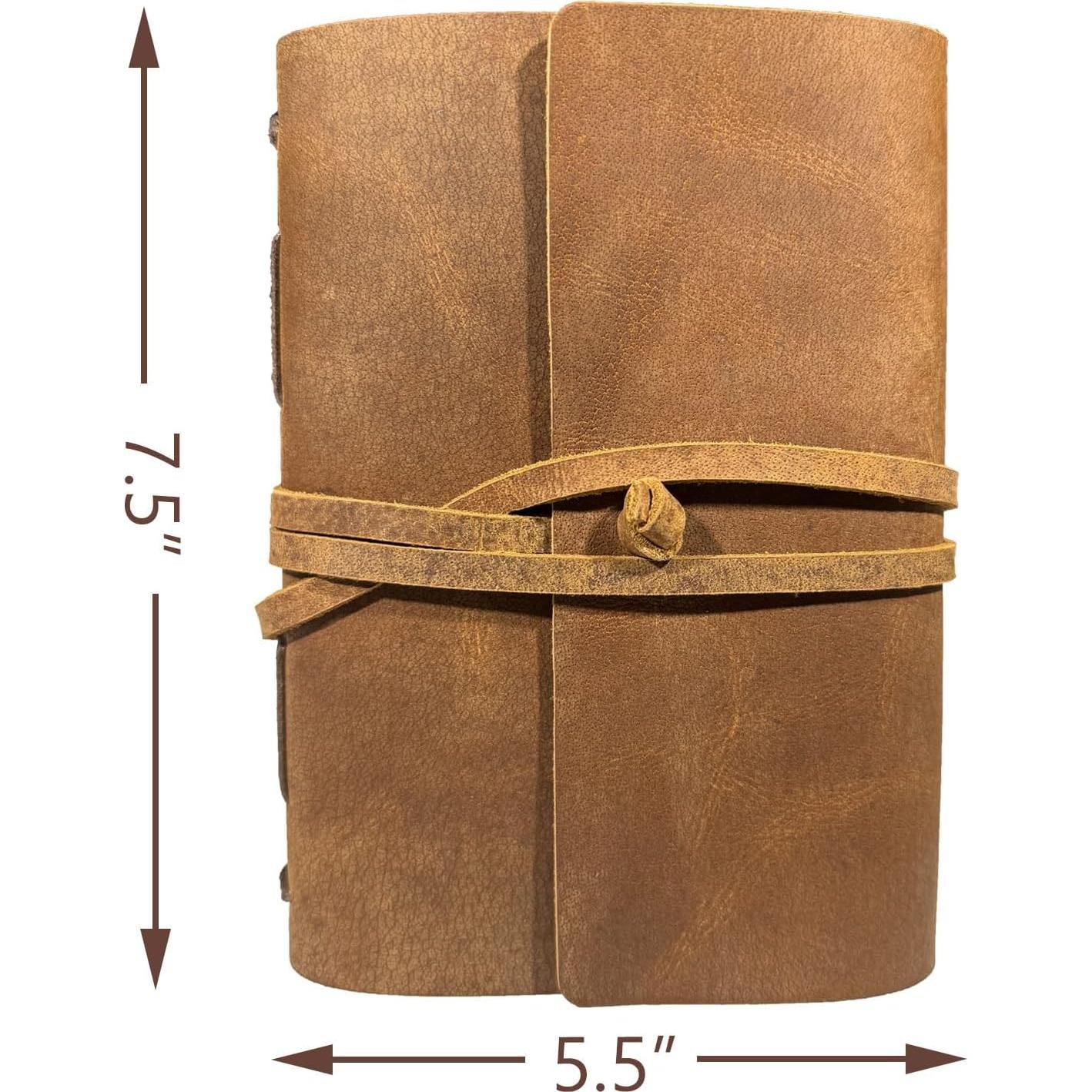 Diario de Cuero Marrón CooLeathor 5x7 Páginas Lisas 240