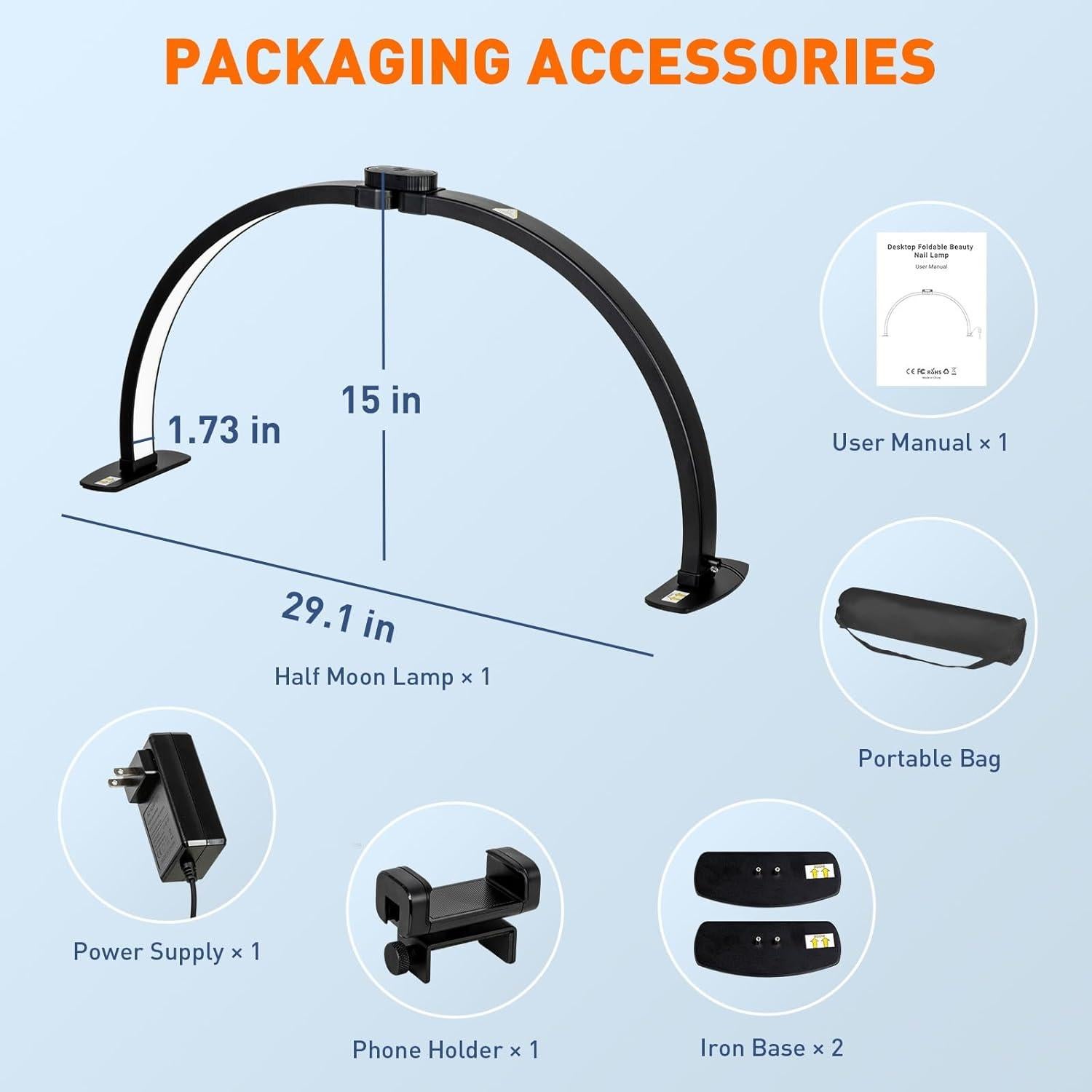 Lámpara de Uñas Plegable KIRKAS 29" (73.66cm) 4700 Lúmenes