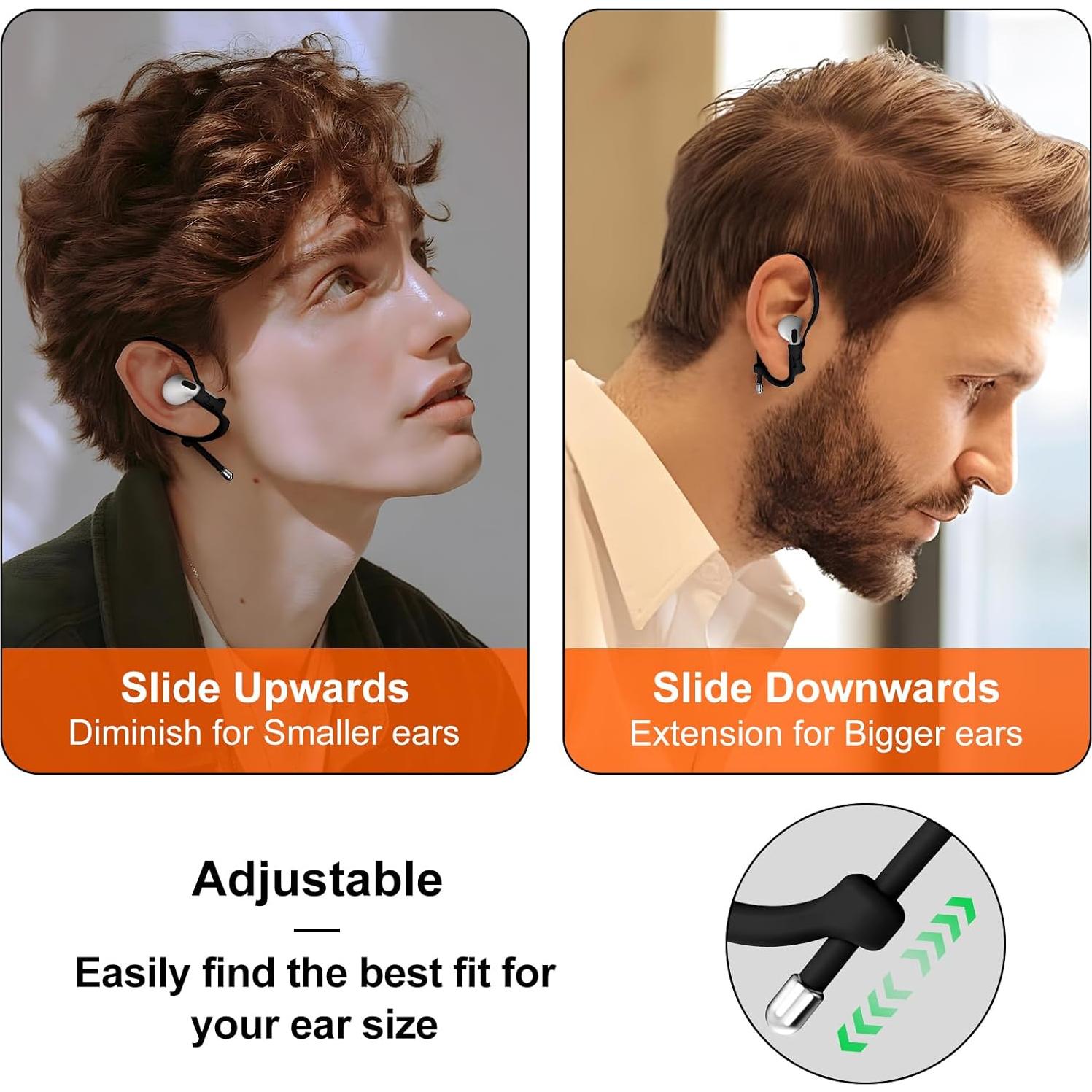 Ganchos para oídos Haireca para AirPods Pro y 1-4 - Negro