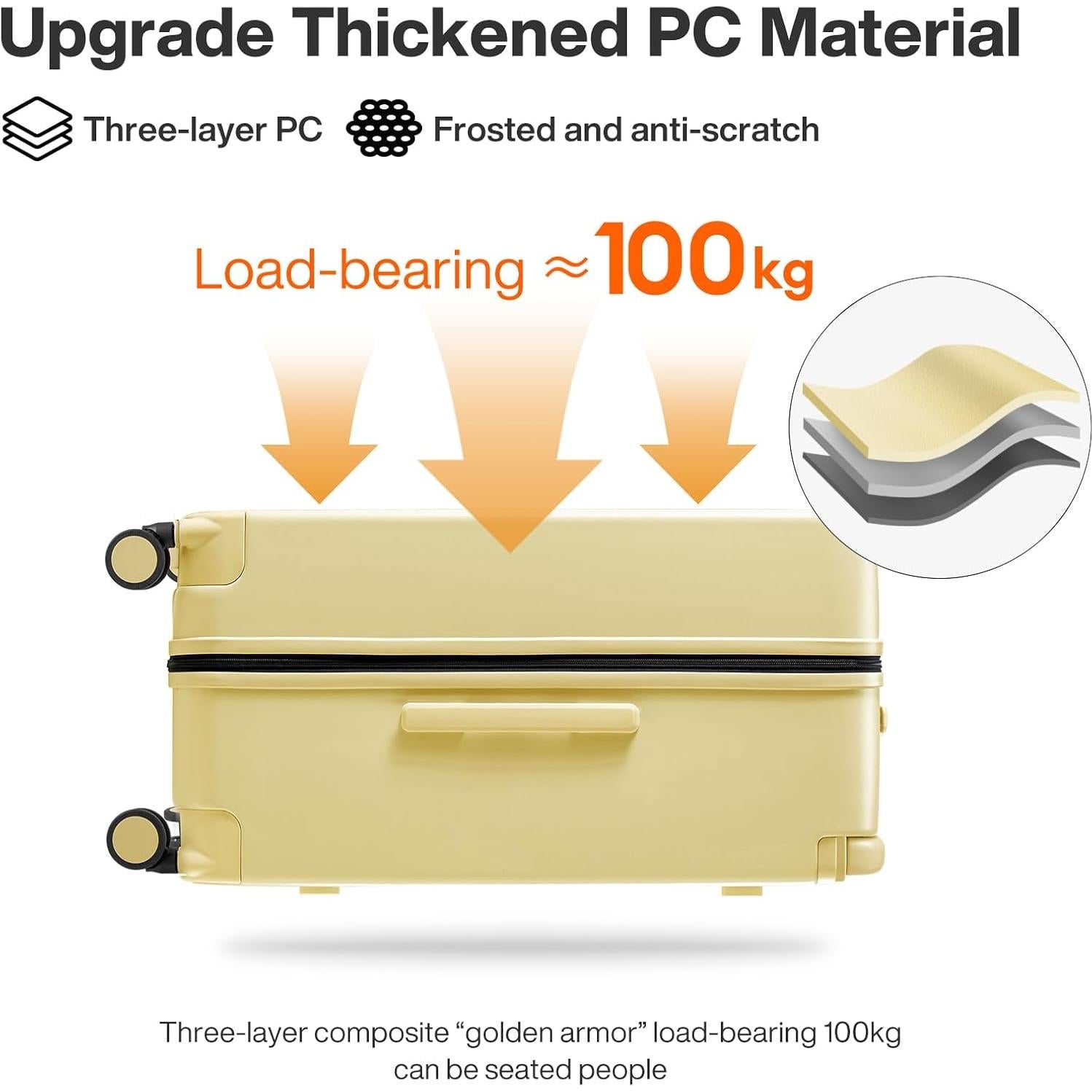 Maleta de Equipaje Grande Mixi 94L Amarillo Lark 26"