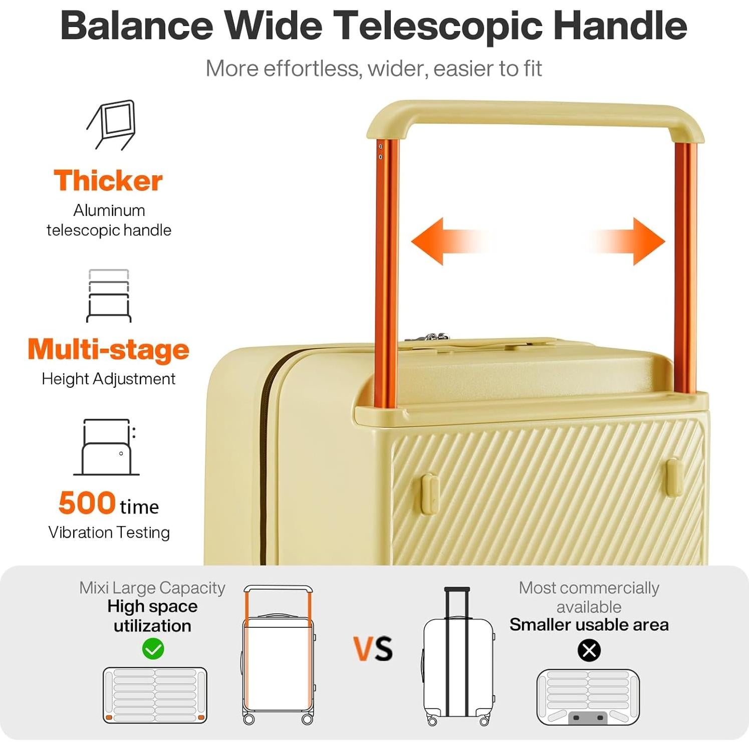 Maleta de Equipaje Grande Mixi 94L Amarillo Lark 26"
