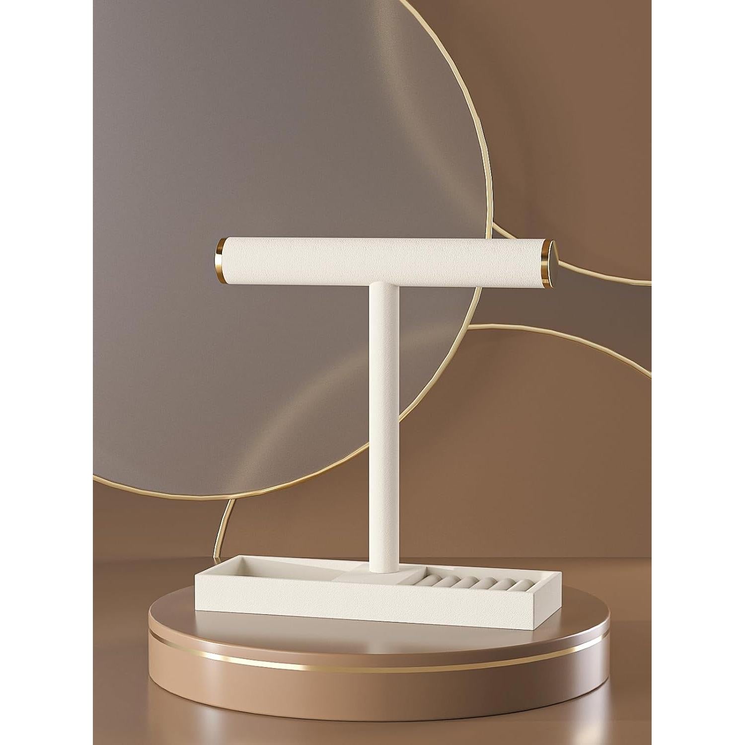 Soporte organizador de joyas Ausalivan de terciopelo beige