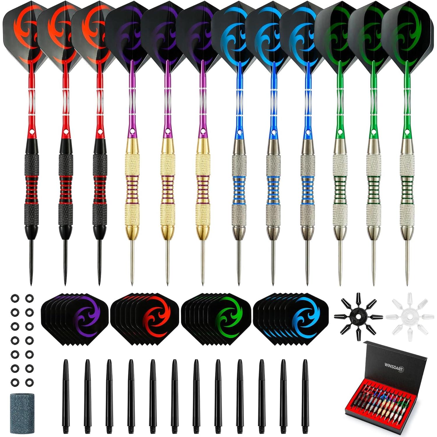 Juego de Dardos Profesional Winsdart 12 Piezas con Barriles de Hierro