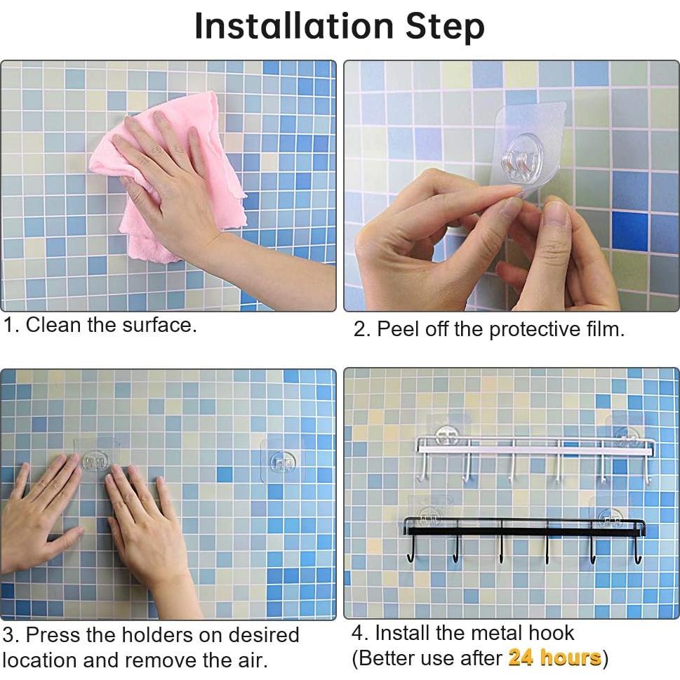 Soporte de Ganchos Adhesivos YiZhi para Pared - 2 Piezas, Negro