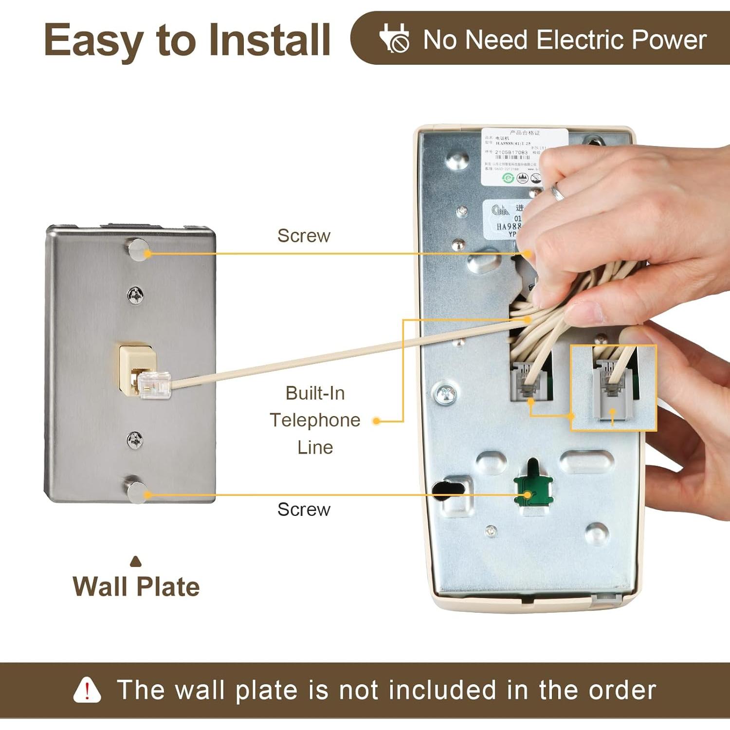 Teléfono de Pared Retro Sangyn SY-HA41T25 Beige con Timbre