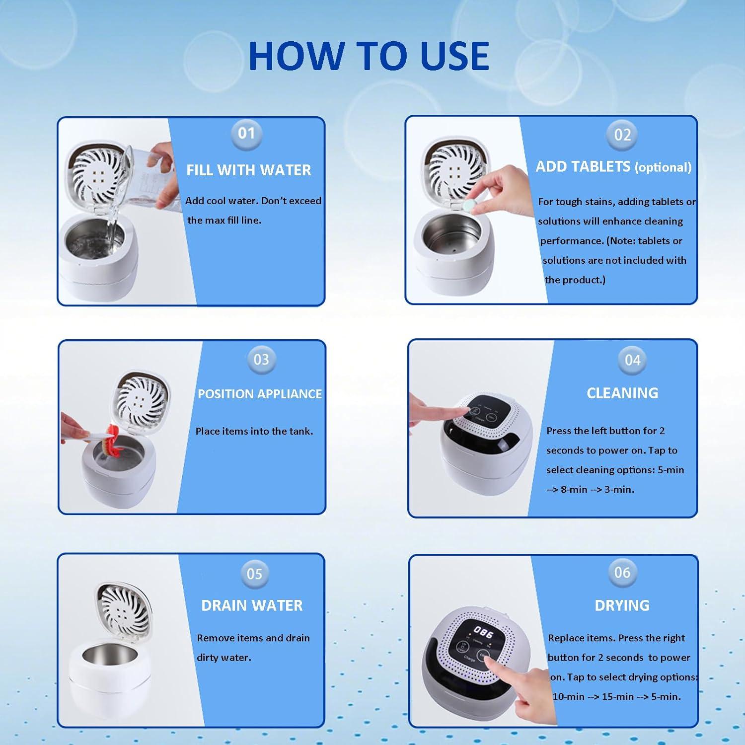 Limpiador Ultrasonico GOOLSUN 2025 con Ventilador Secador 45kHz