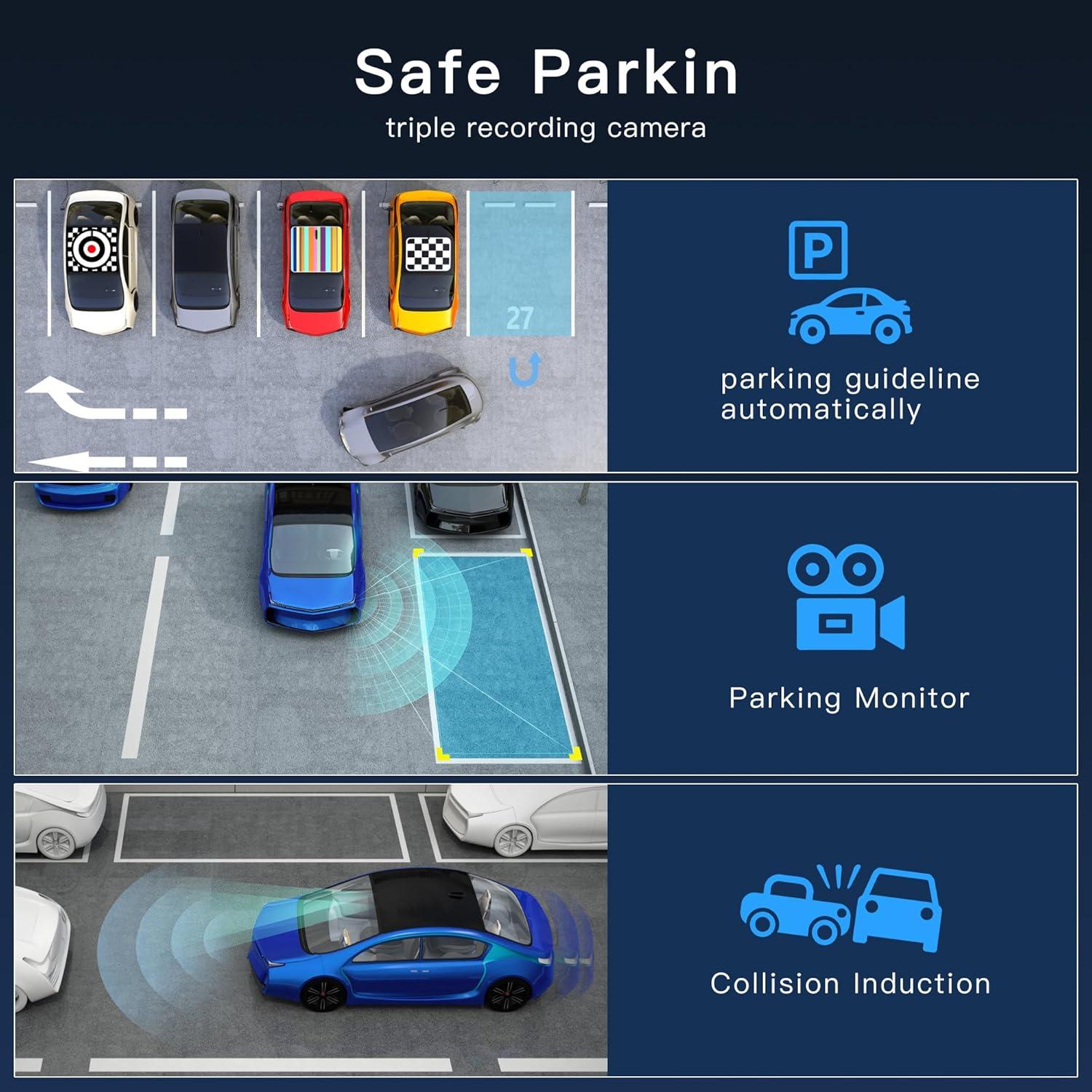 Cámara Dash GEMEK 360° 4 Canales FHD 1080P con TF 64GB