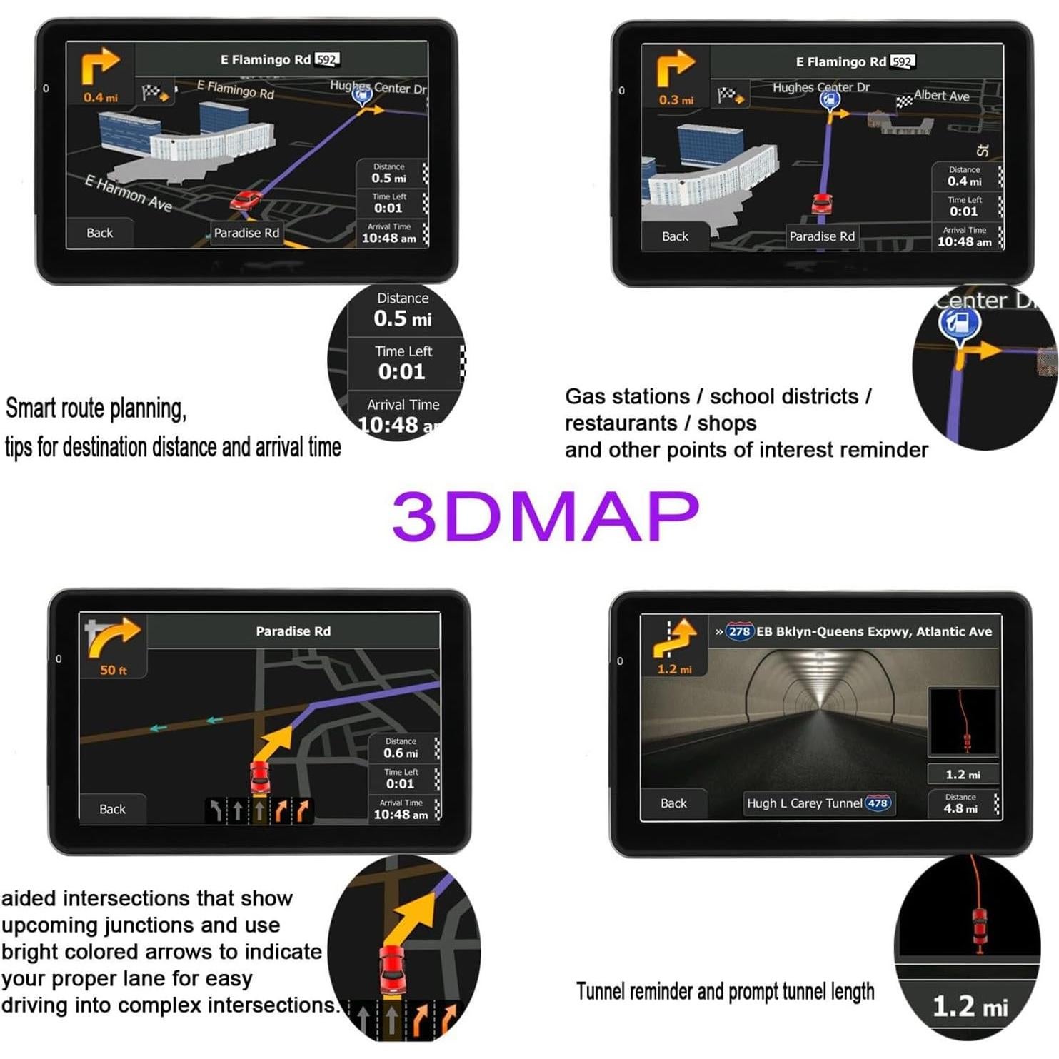 GPS para Automóvil LONGRUF 7" Pantalla Táctil Mapa 2025