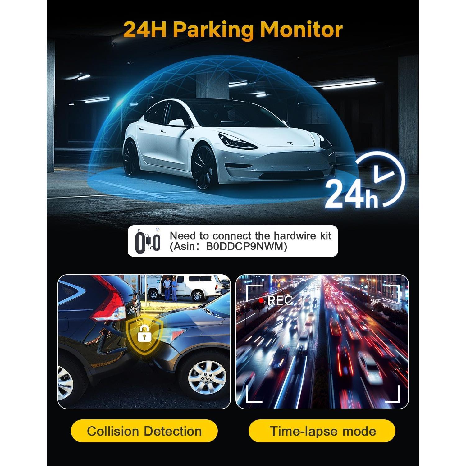 Cámara Dash GKU 4K 60fps Delantera y Trasera con GPS