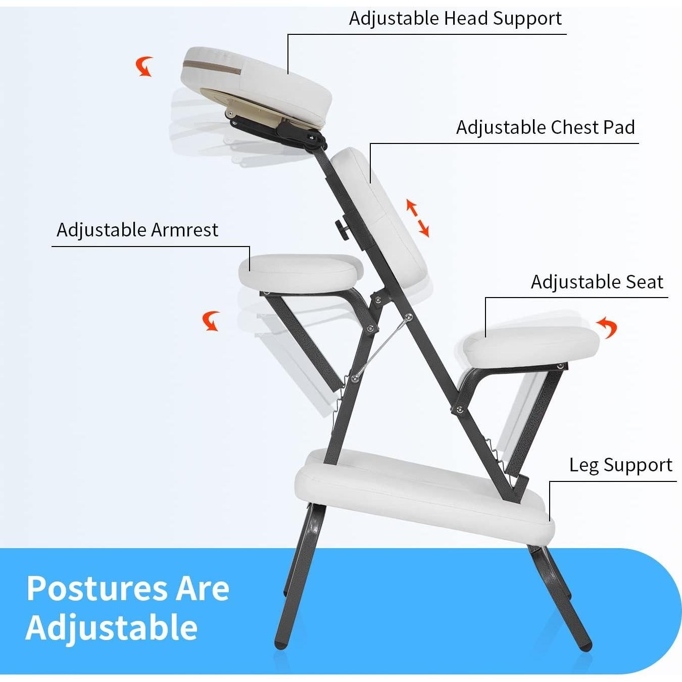 Silla de Masaje Plegable BestMassage con Reposacabezas Ajustable