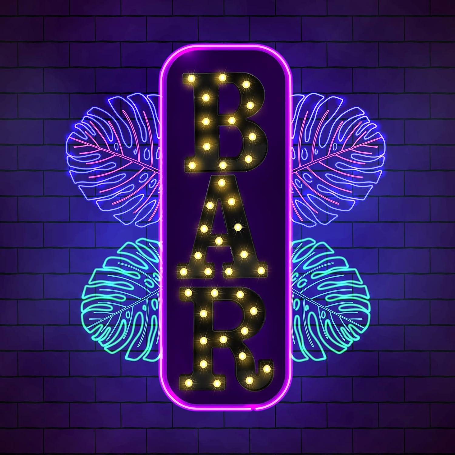 Mudder 3 Piezas Luz LED Letras BAR para Decoración de Bar