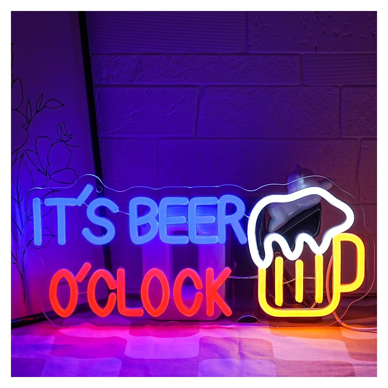 Cartel Neón 'Es Hora de Cerveza' LED Regulable Gyaksjm 36.83x16.26cm