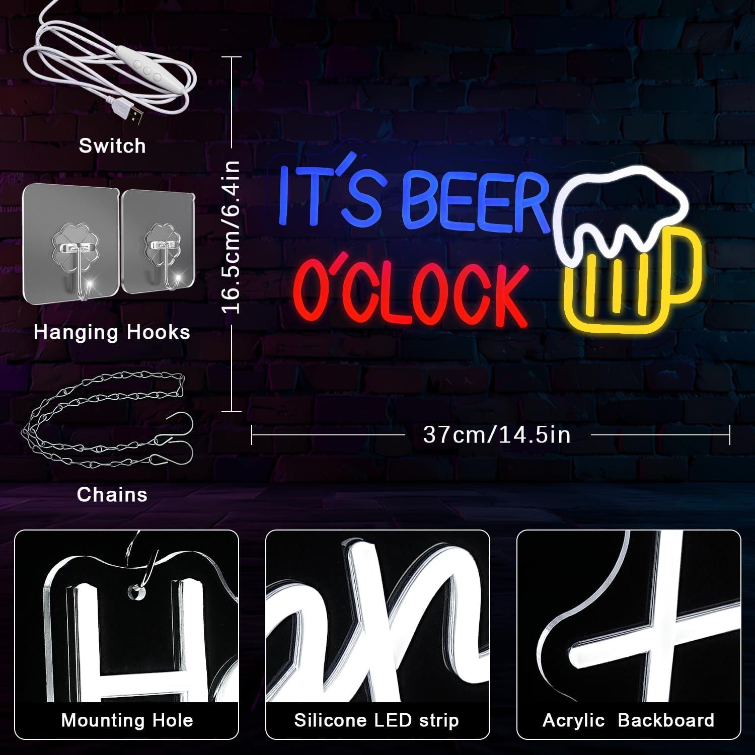 Cartel Neón 'Es Hora de Cerveza' LED Regulable Gyaksjm 36.83x16.26cm