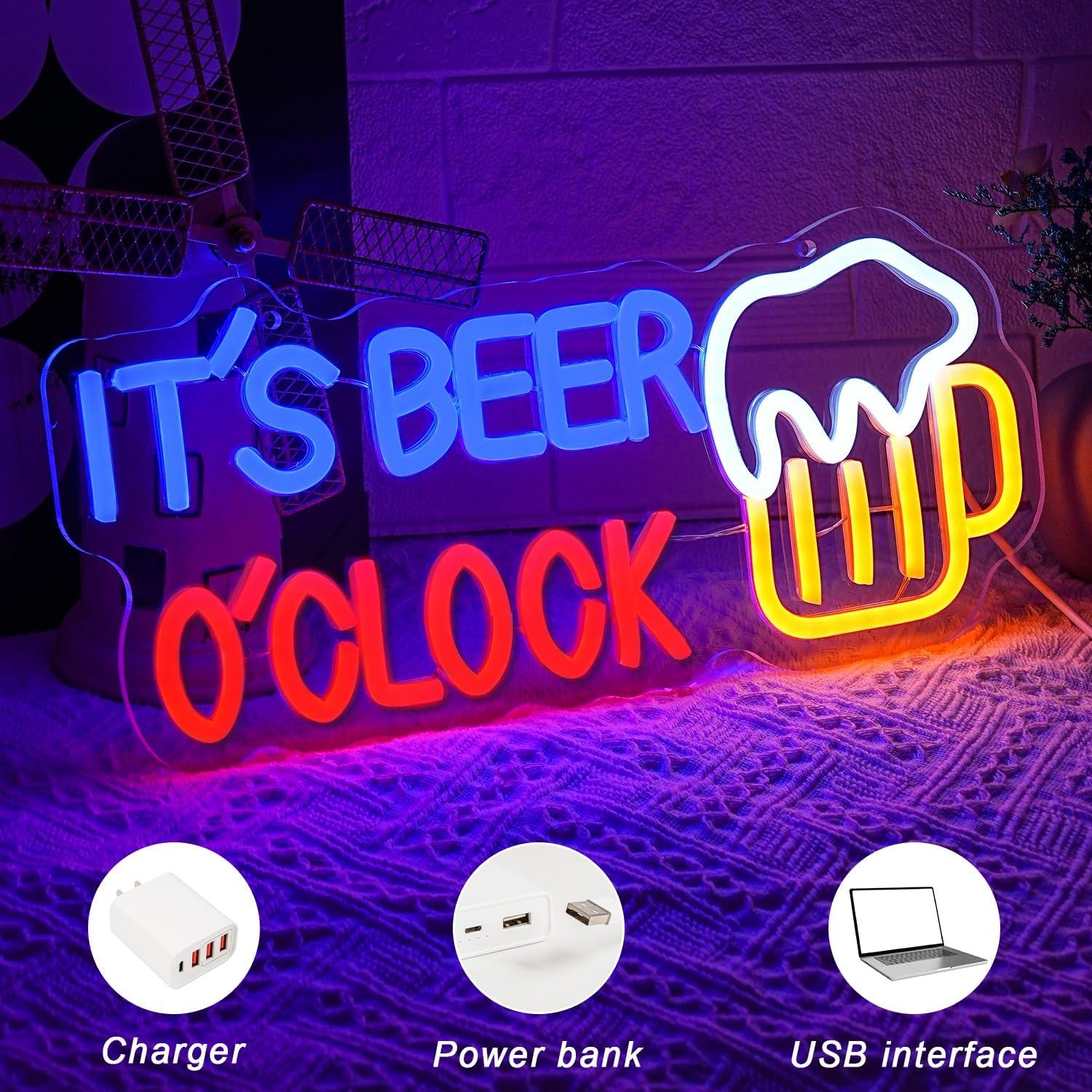 Cartel Neón 'Es Hora de Cerveza' LED Regulable Gyaksjm 36.83x16.26cm