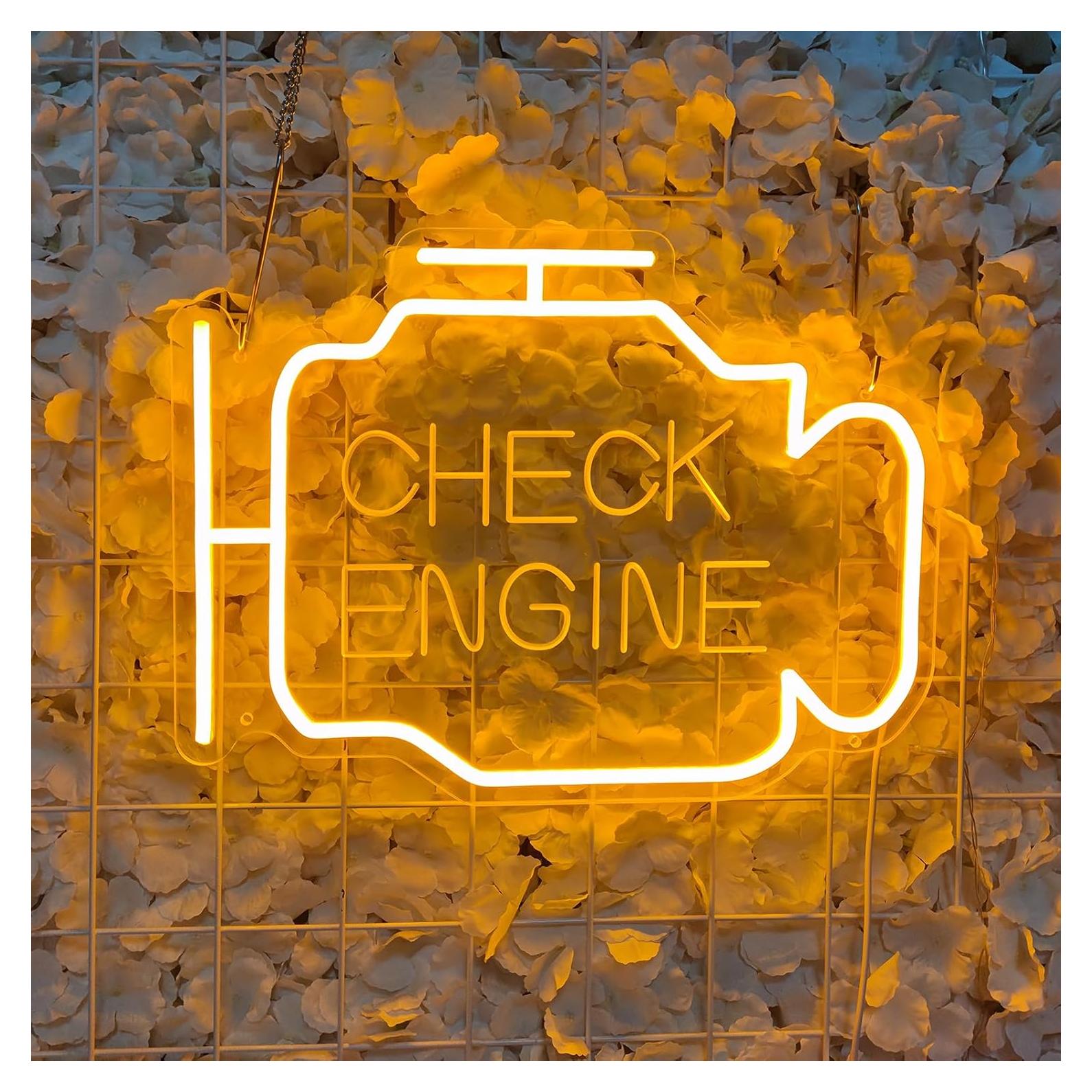 Señal de Neón LED Verificación de Motor INSNENN 39.9x24.1cm