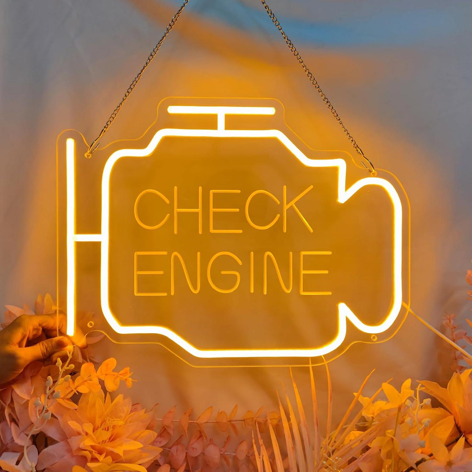 Señal de Neón LED Verificación de Motor INSNENN 39.9x24.1cm