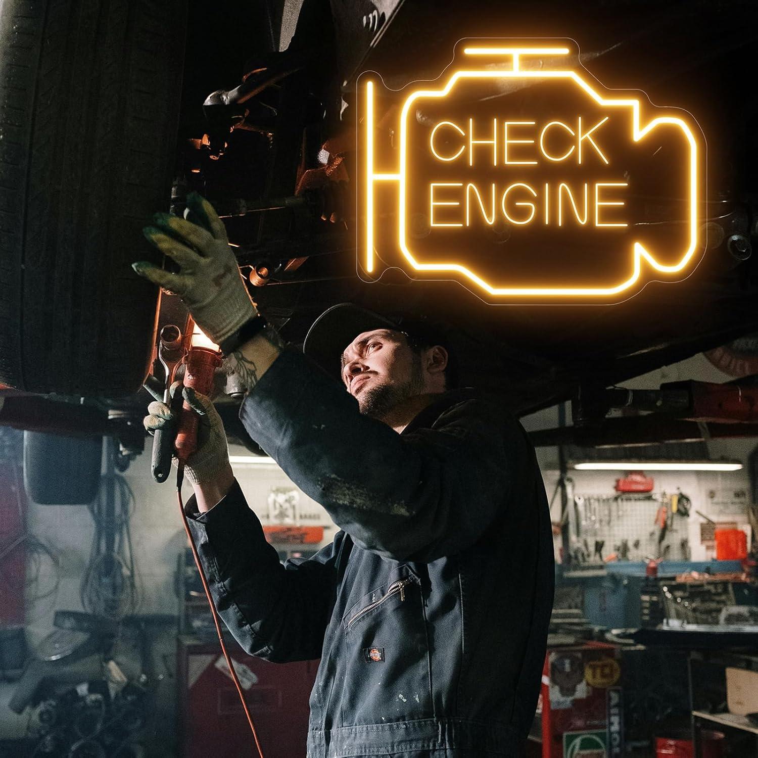 Señal de Neón LED Verificación de Motor INSNENN 39.9x24.1cm