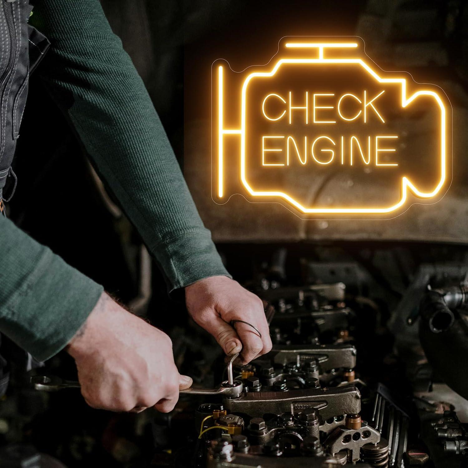 Señal de Neón LED Verificación de Motor INSNENN 39.9x24.1cm