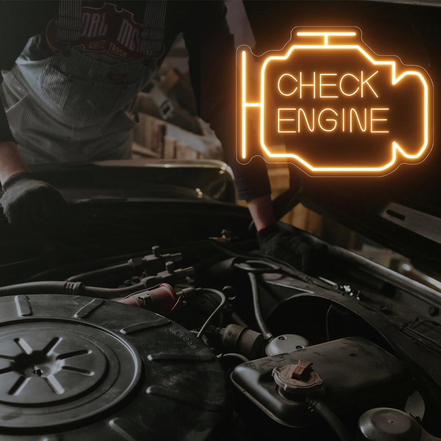 Señal de Neón LED Verificación de Motor INSNENN 39.9x24.1cm