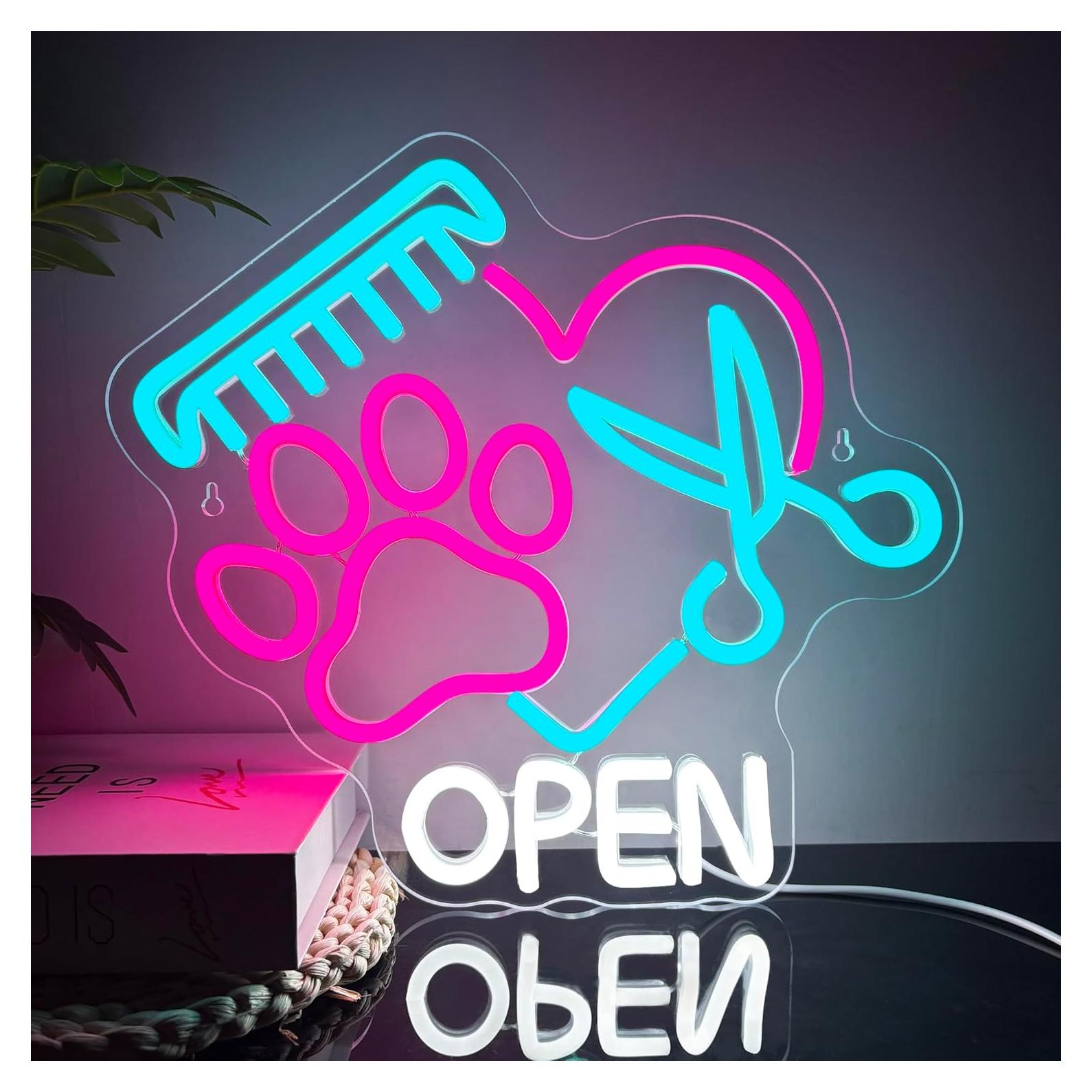 Cartel Abierto de Neón LED Mutank para Tienda de Mascotas