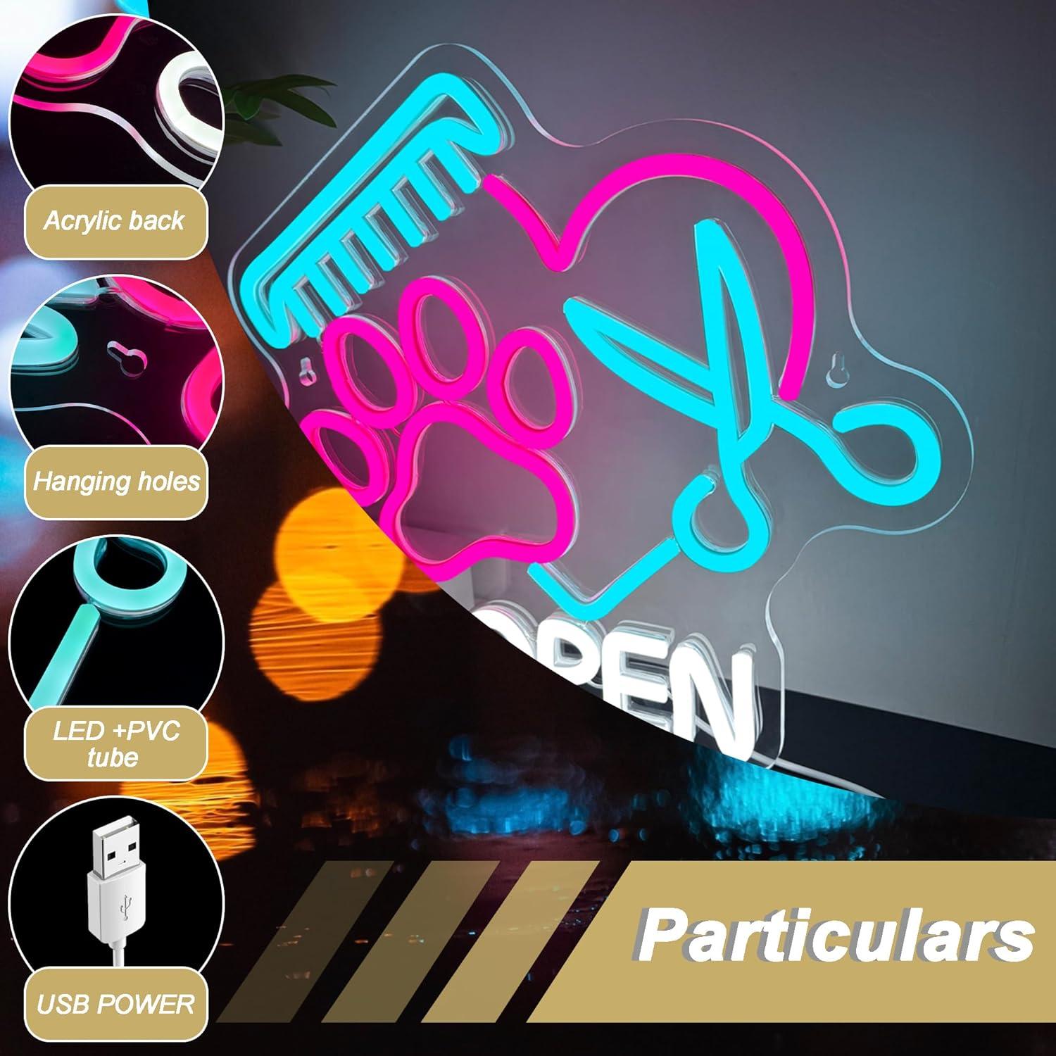 Cartel Abierto de Neón LED Mutank para Tienda de Mascotas