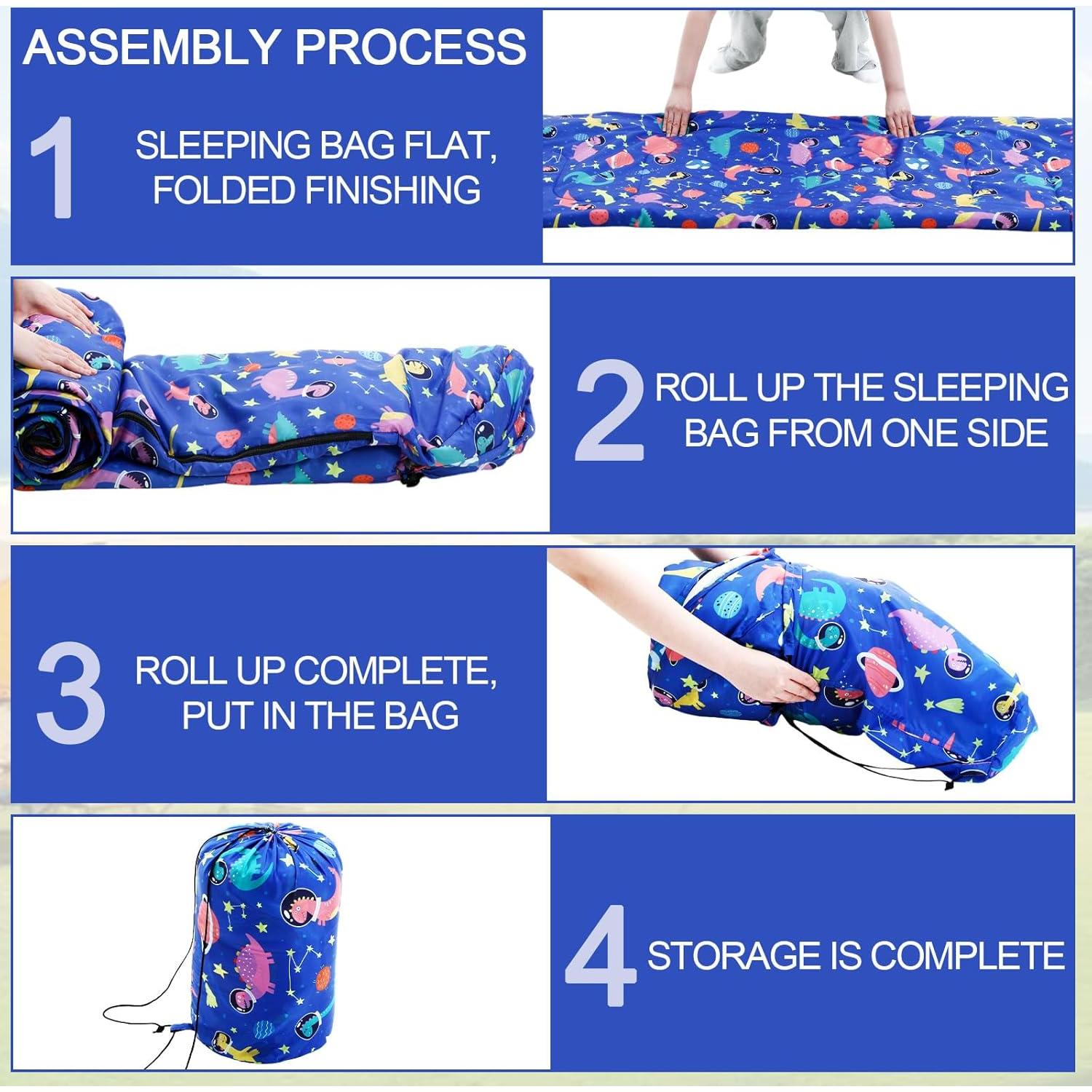 Saco de dormir Fanfanwin 3 estaciones niños 185x70cm azul