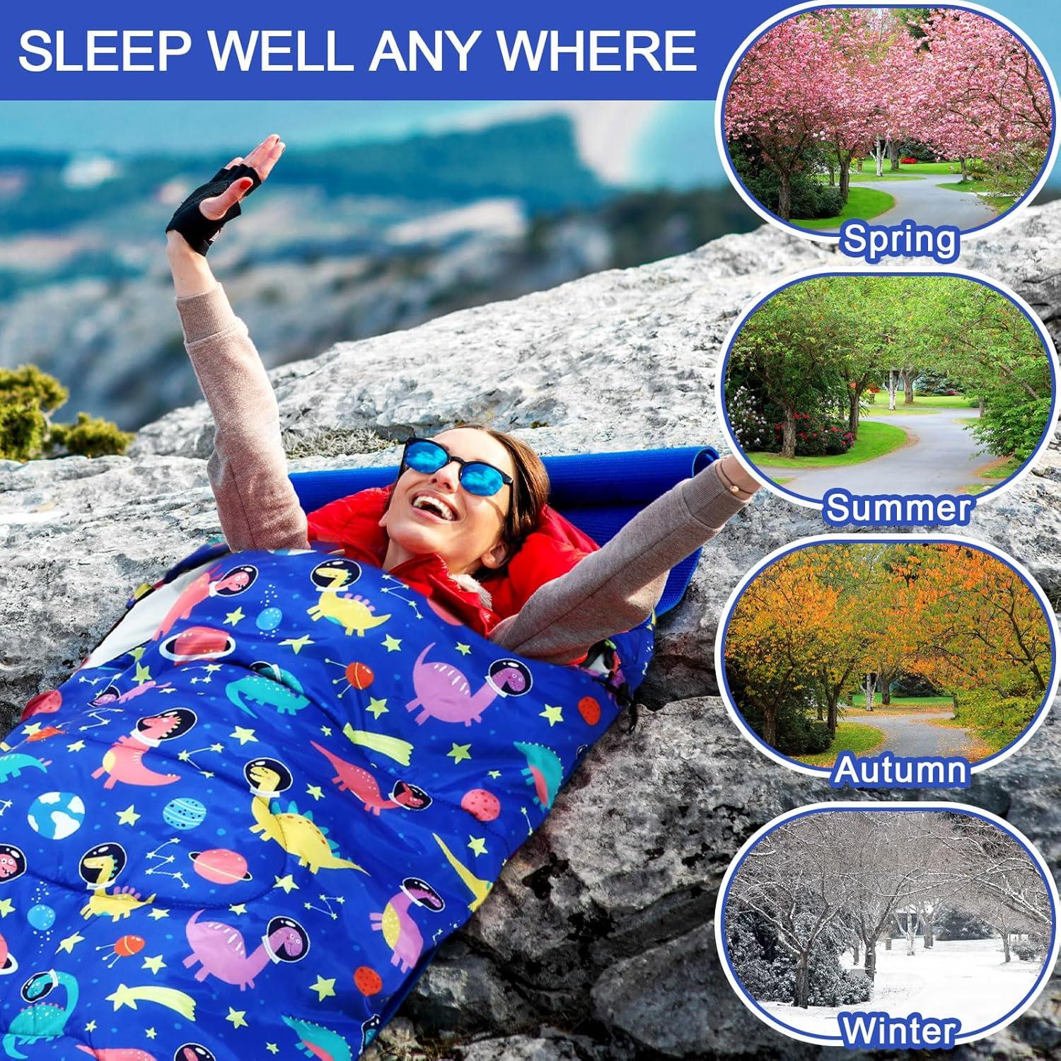 Saco de dormir Fanfanwin 3 estaciones niños 185x70cm azul