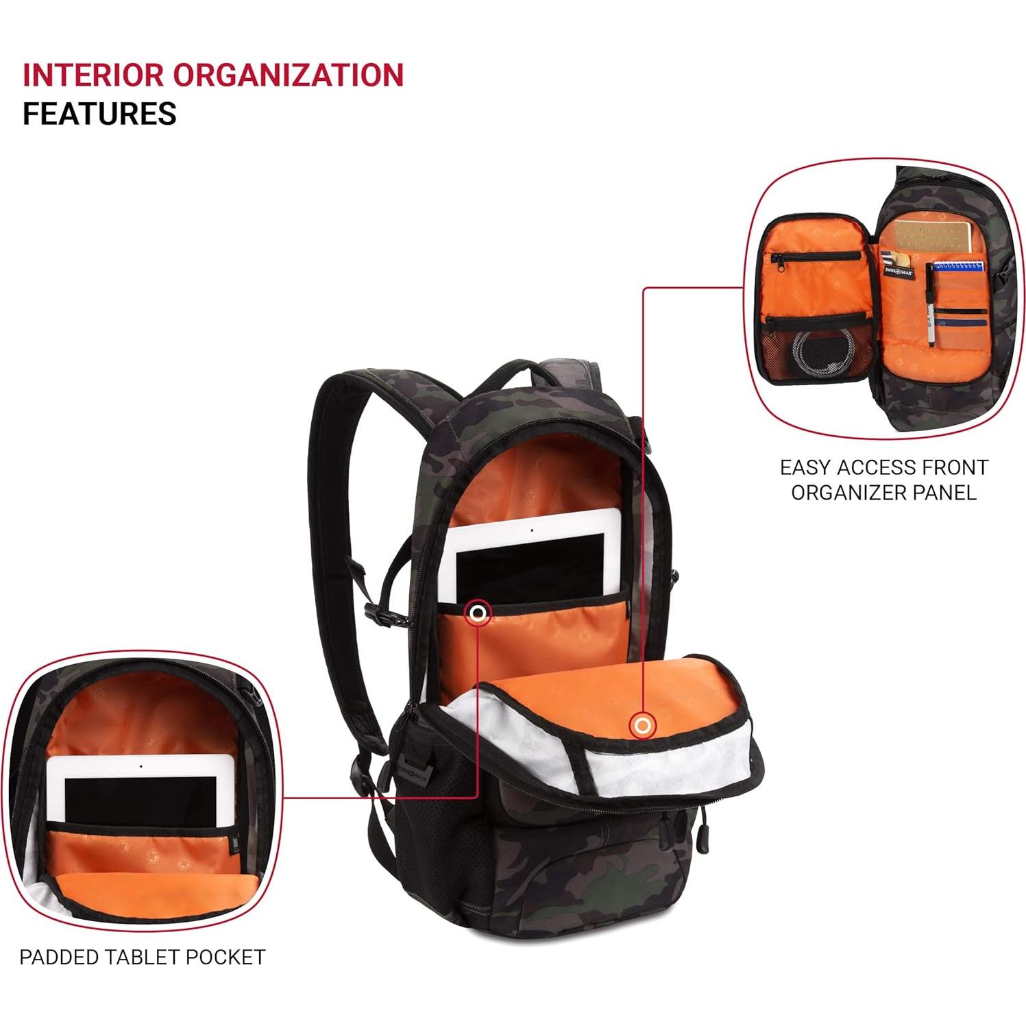 Mochila Estrecha SwissGear 3598 Camo Verde 15.9L 45.7x22.9cm