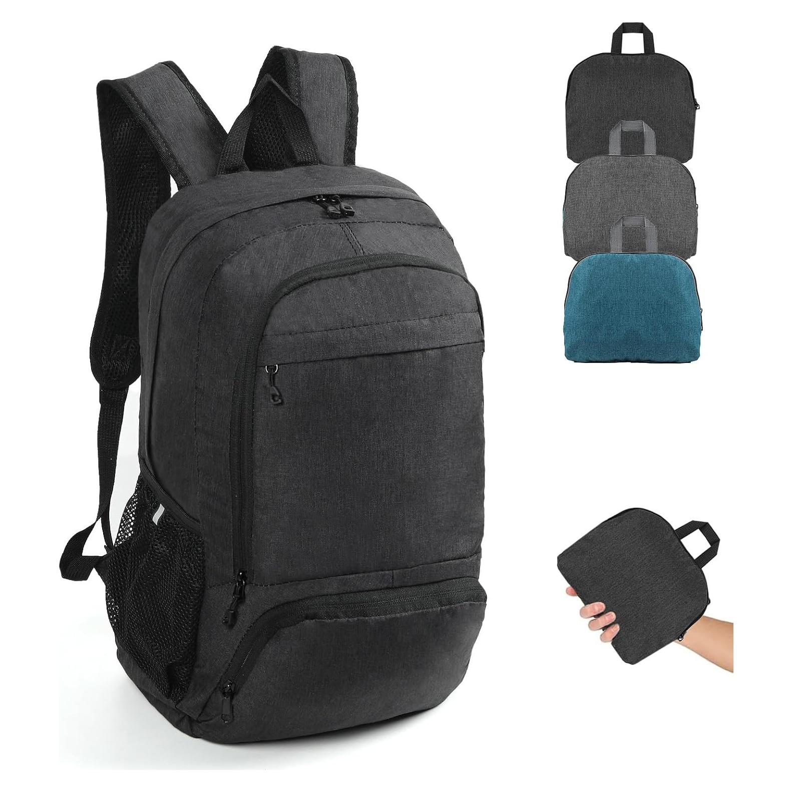 Mochila de Senderismo Plegable 25L Ultraligera Negra
