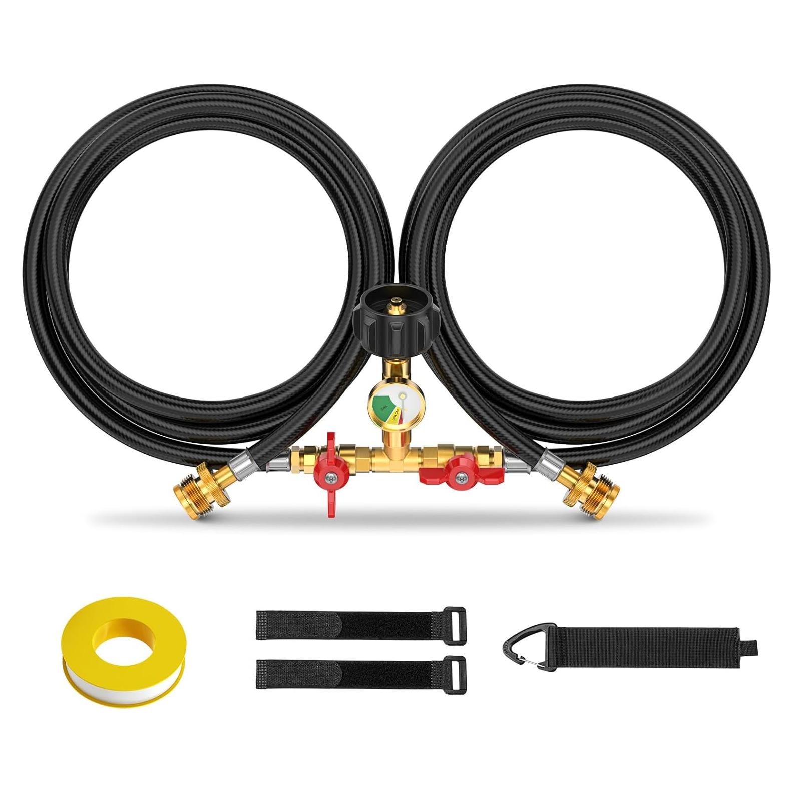 Adaptador de manguera de propano Alloxity 5FT con manómetro