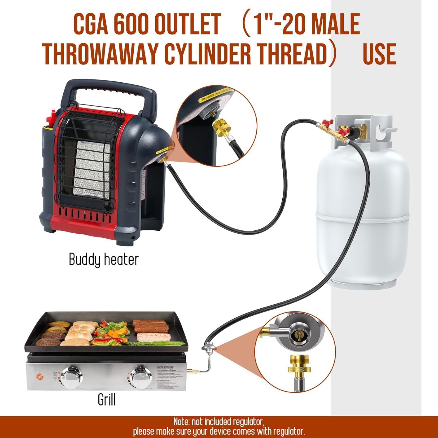 Adaptador de manguera de propano Alloxity 5FT con manómetro