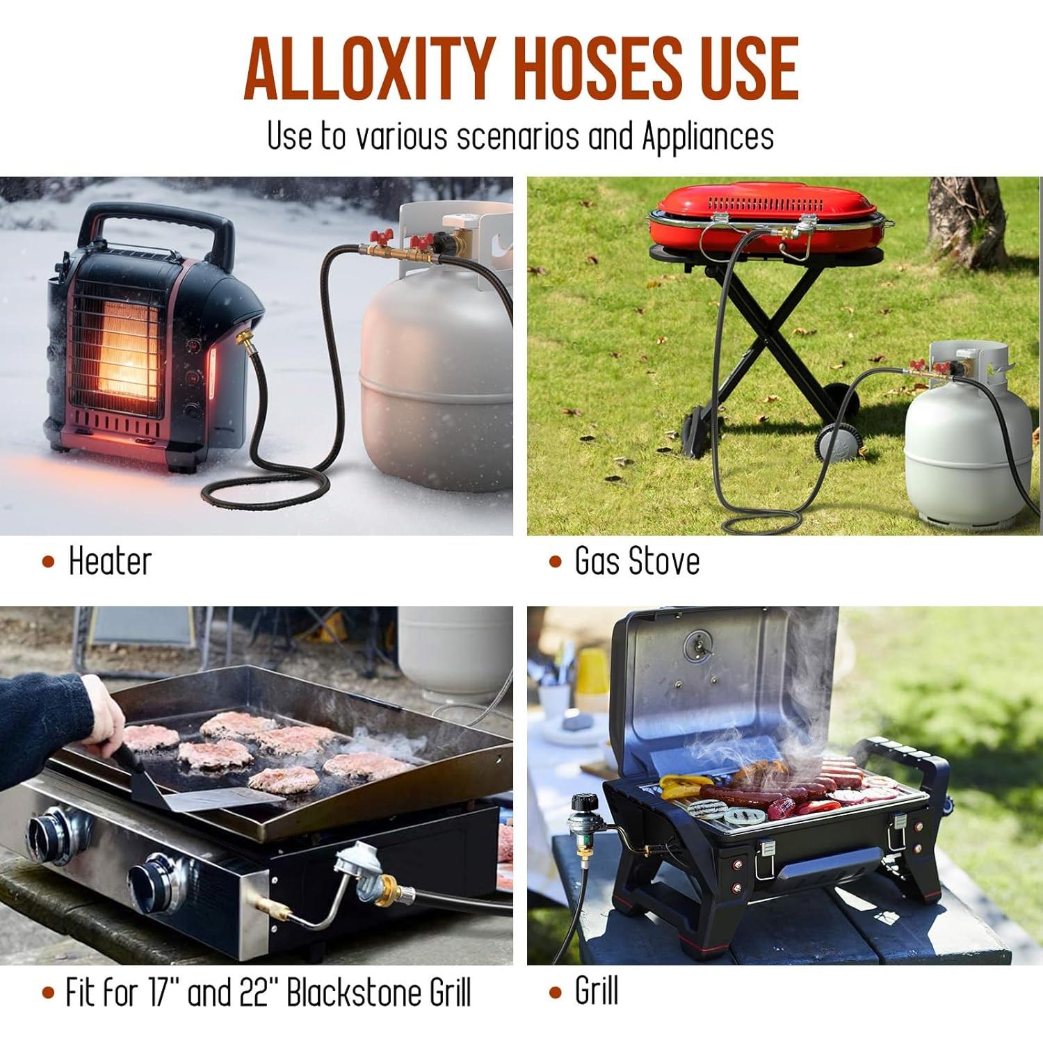 Adaptador de manguera de propano Alloxity 5FT con manómetro