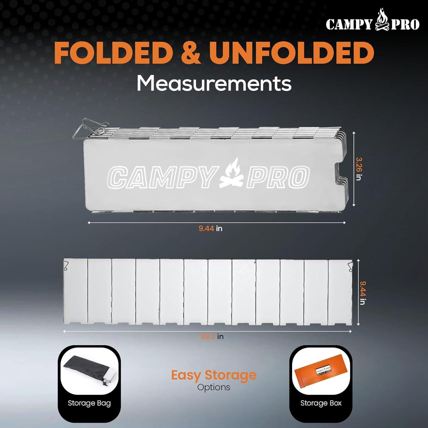 Paravientos de Estufa Portátil Genérico 12 Placas Aluminio 100cm