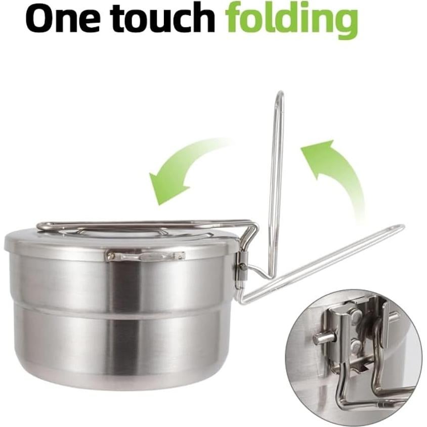 Olla de Cocina al Aire Libre PWPAM 1.5L Acero Inoxidable