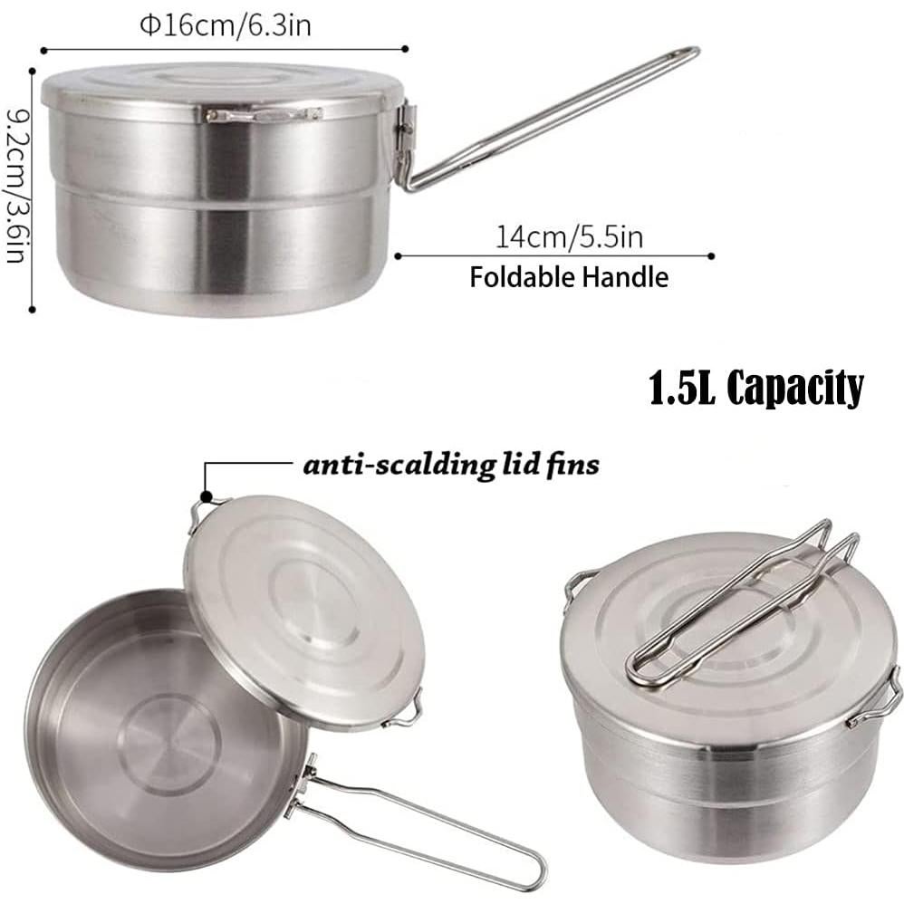 Olla de Cocina al Aire Libre PWPAM 1.5L Acero Inoxidable